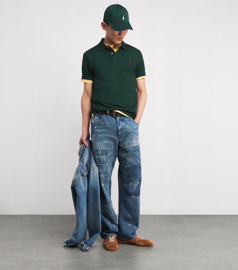 Polo Ralph Lauren Mens Cotton Mesh Slim-Fit Polo Shirt College Green Image 2
