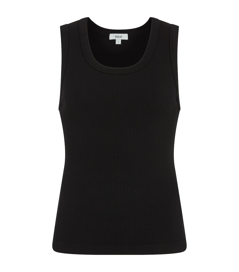 Ribbed Poppy Tank Top BLACK Image 1
