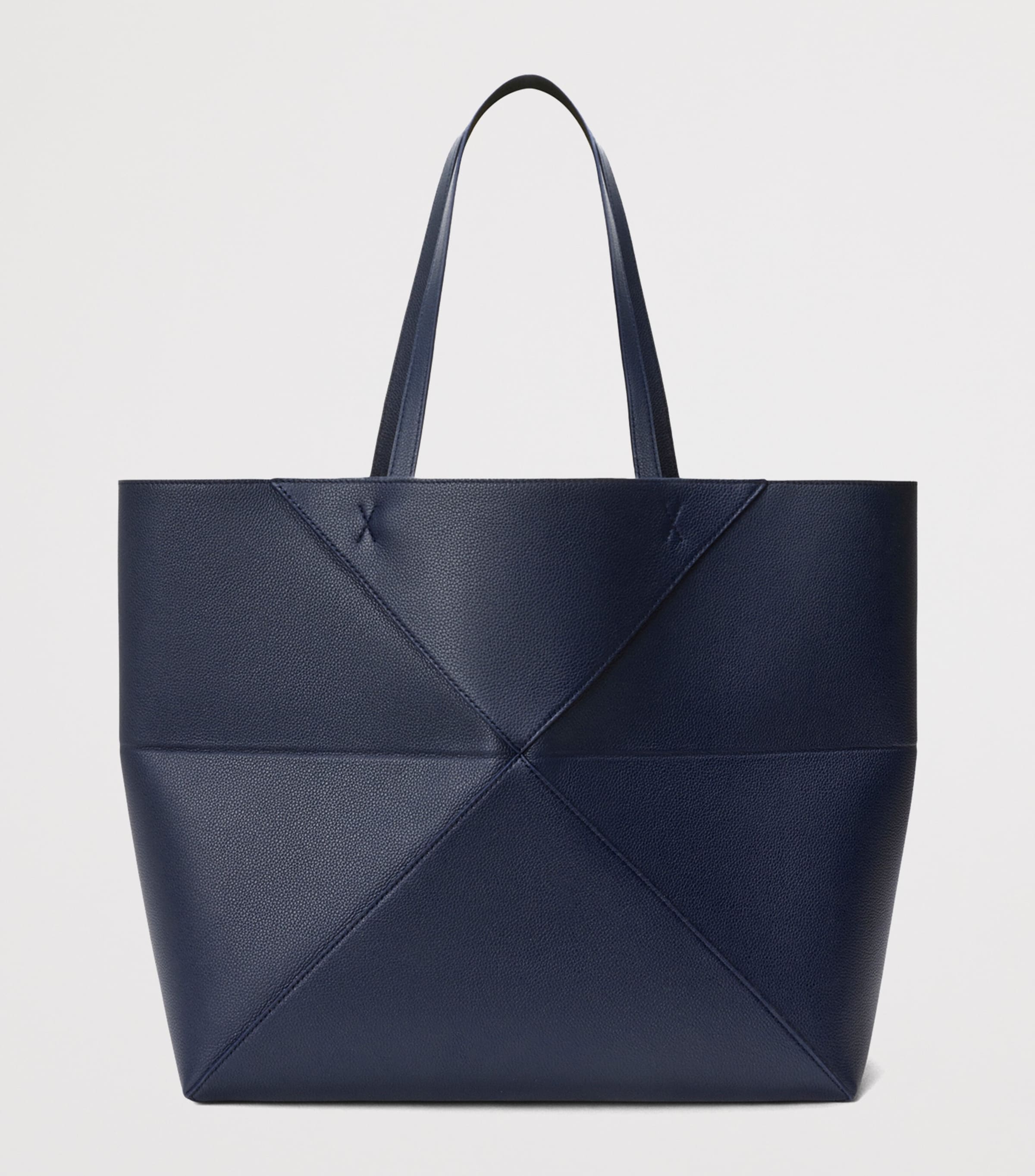 LOEWE Navy Medium Leather Puzzle Fold Tote Bag | Harrods US