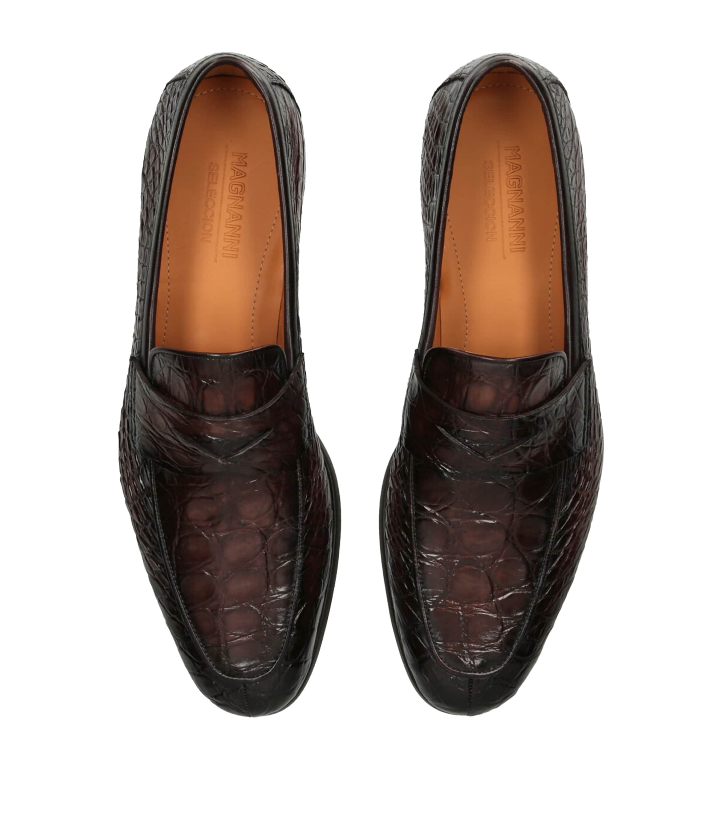 Crocodile Leather Penny Loafers DARK BROWN Image 4