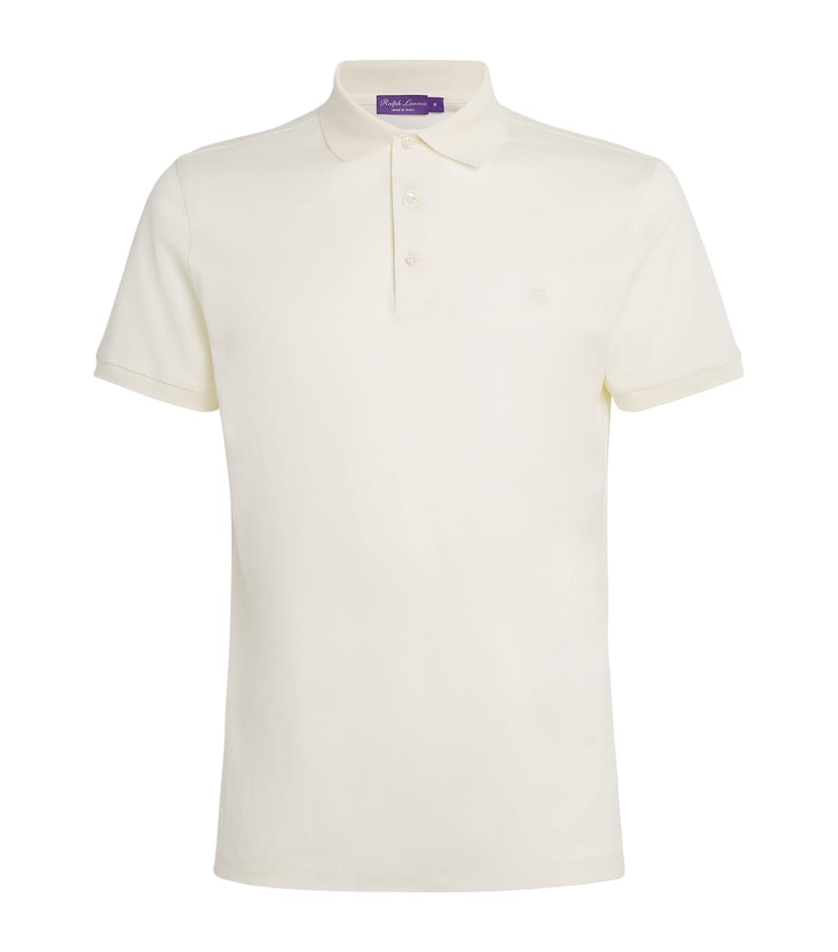 Ralph Lauren Purple Label Mens Cotton Logo Polo Shirt Cream Image 1