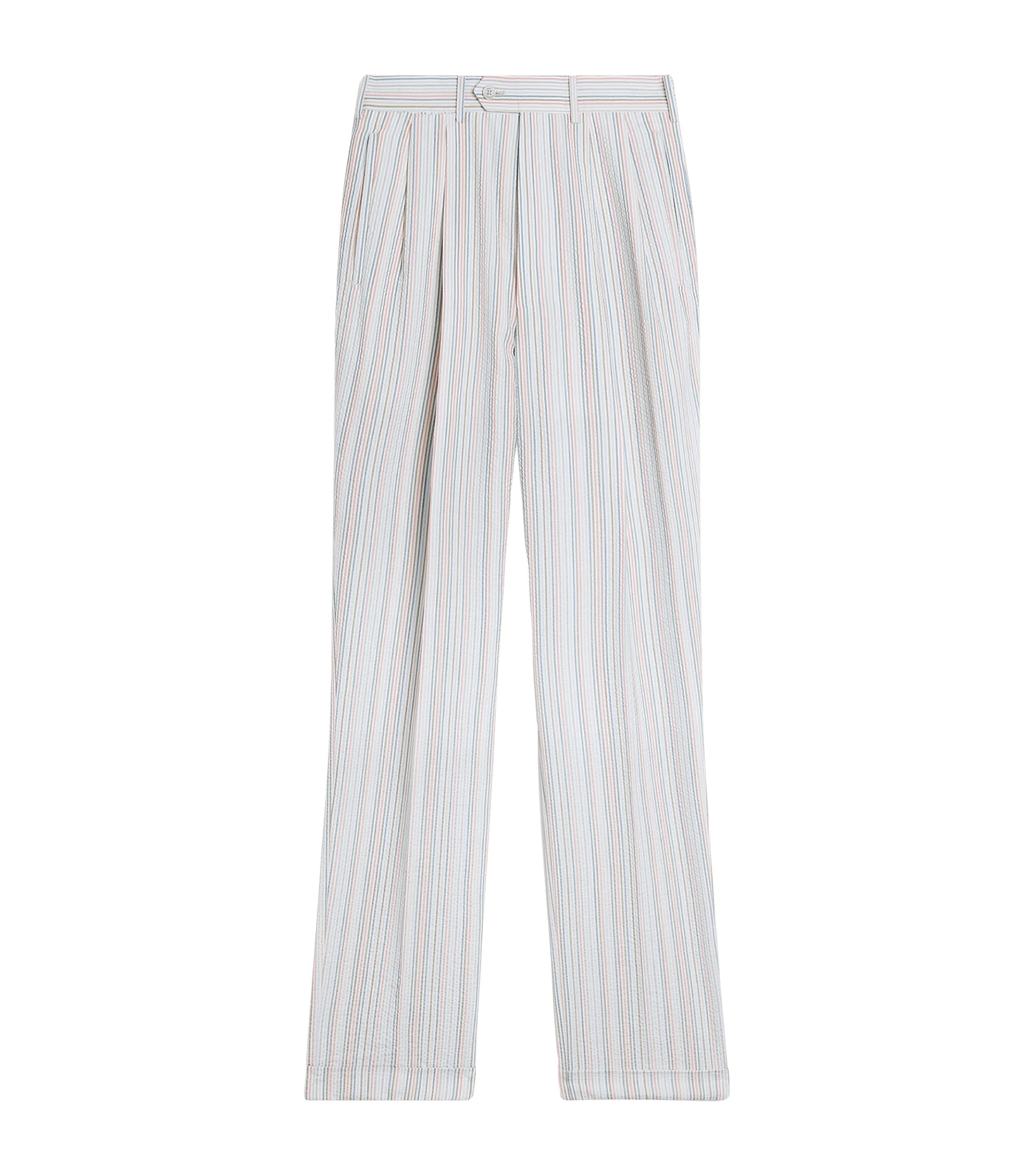 Dunhill Wool-mulberry Silk Stripe Trousers In White