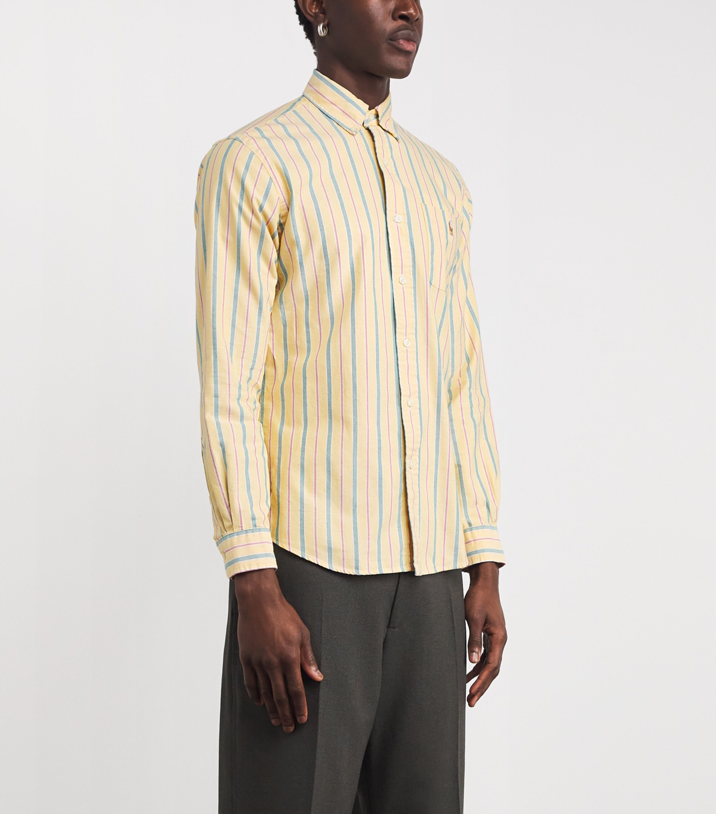 Polo Ralph Lauren Mens Cotton Stripe Oxford Shirt Yellow Image 3