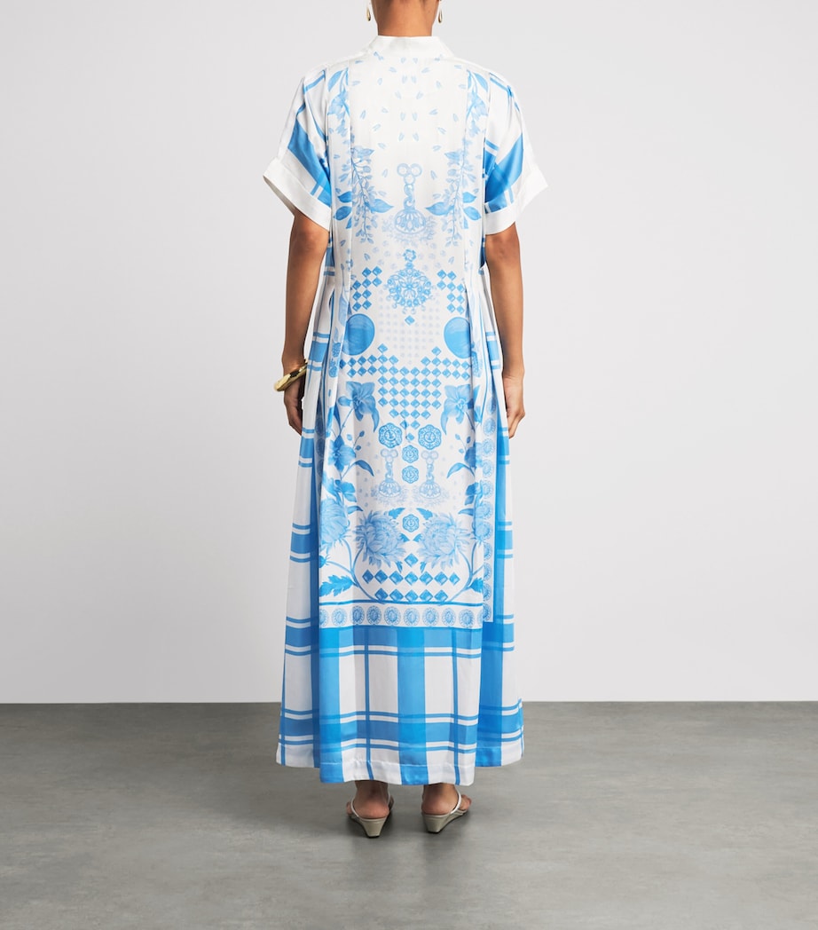 Verandah Womens Printed Gingham Kaftan Maxi Dress Iv & Bl Mdrs Chk Big Image 4