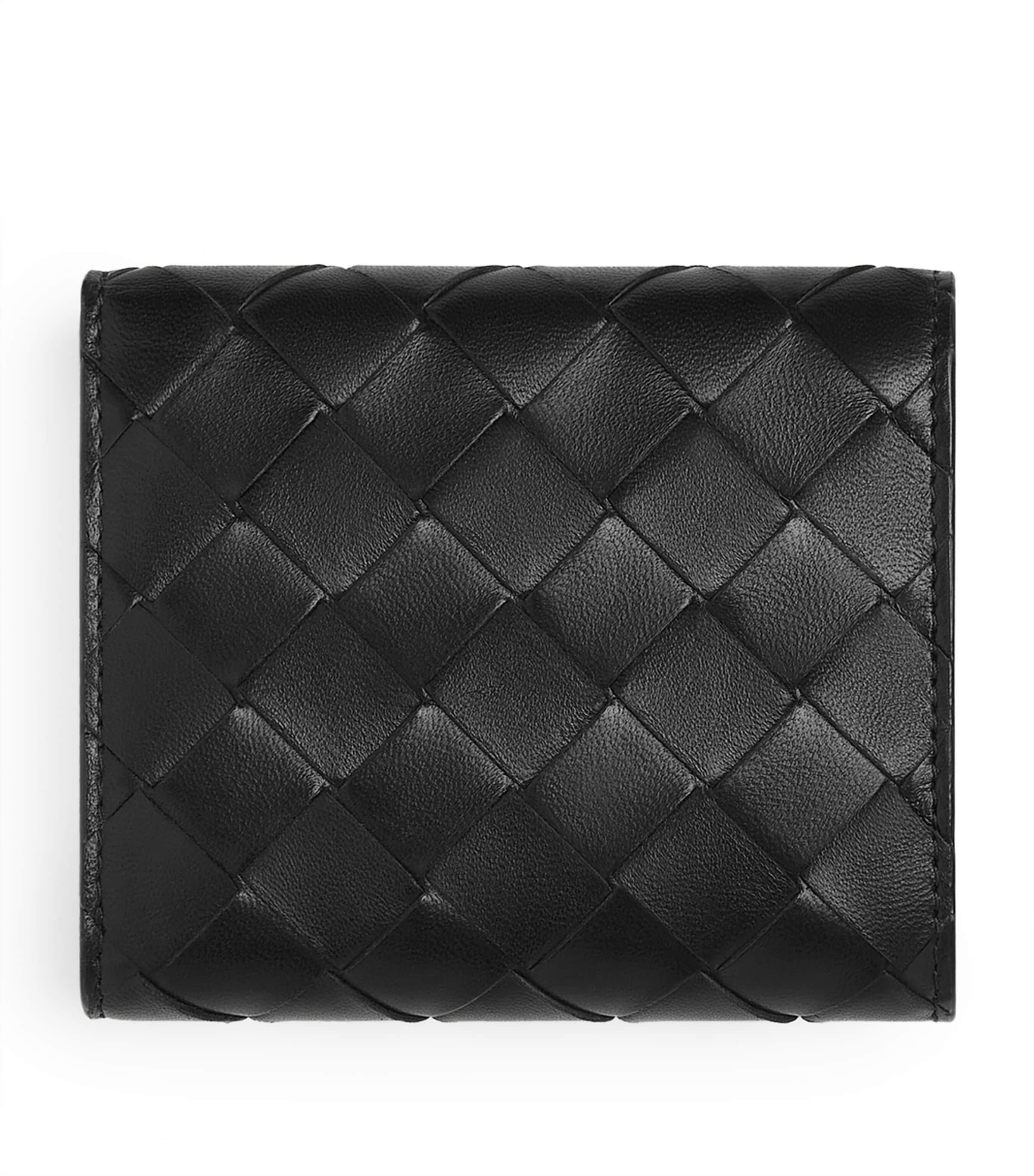 Bottega Veneta Leather Intrecciato Trifold Wallet In Gold