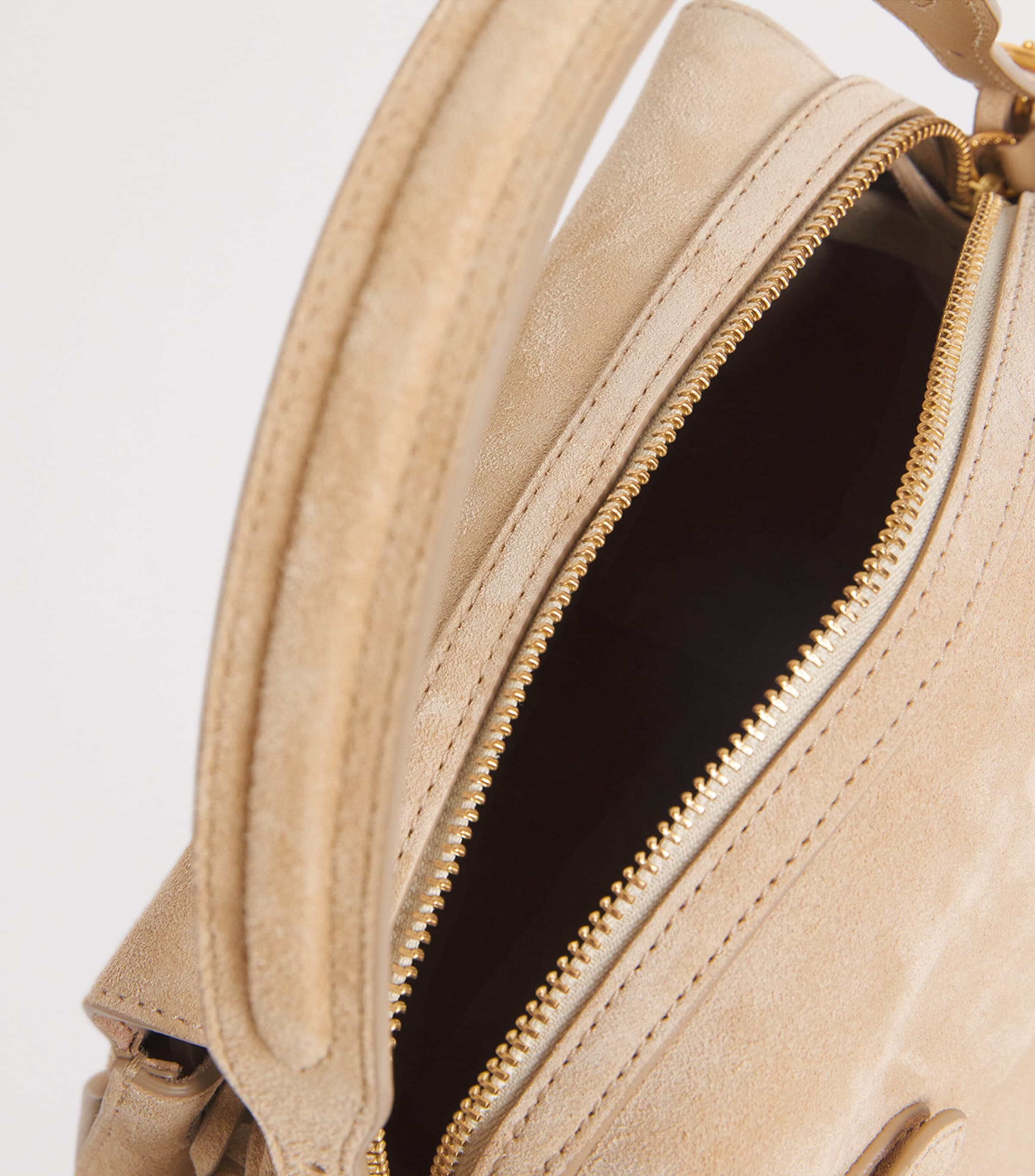 Polo Ralph Lauren Small Suede Polo ID Satchel Bag Cashew Image 6