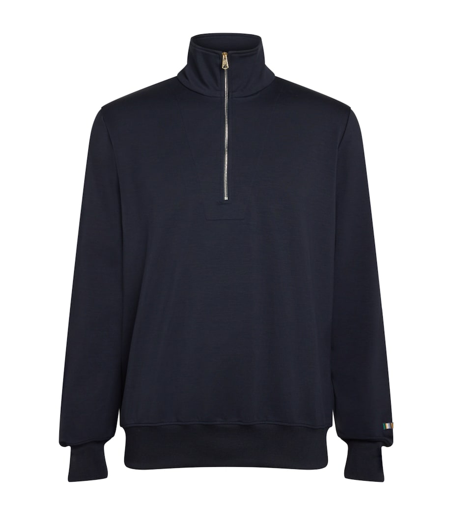 Half-Zip Stripe-Embroidered Sweatshirt 47_NAVY Image 1