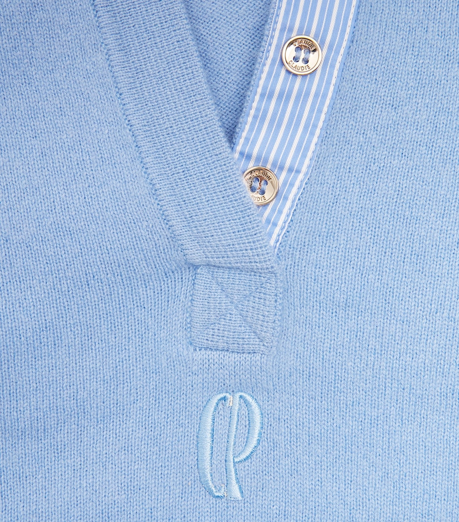 Claudie Pierlot Womens Wool-Cashmere Polo Sweater Sky Blue Image 6