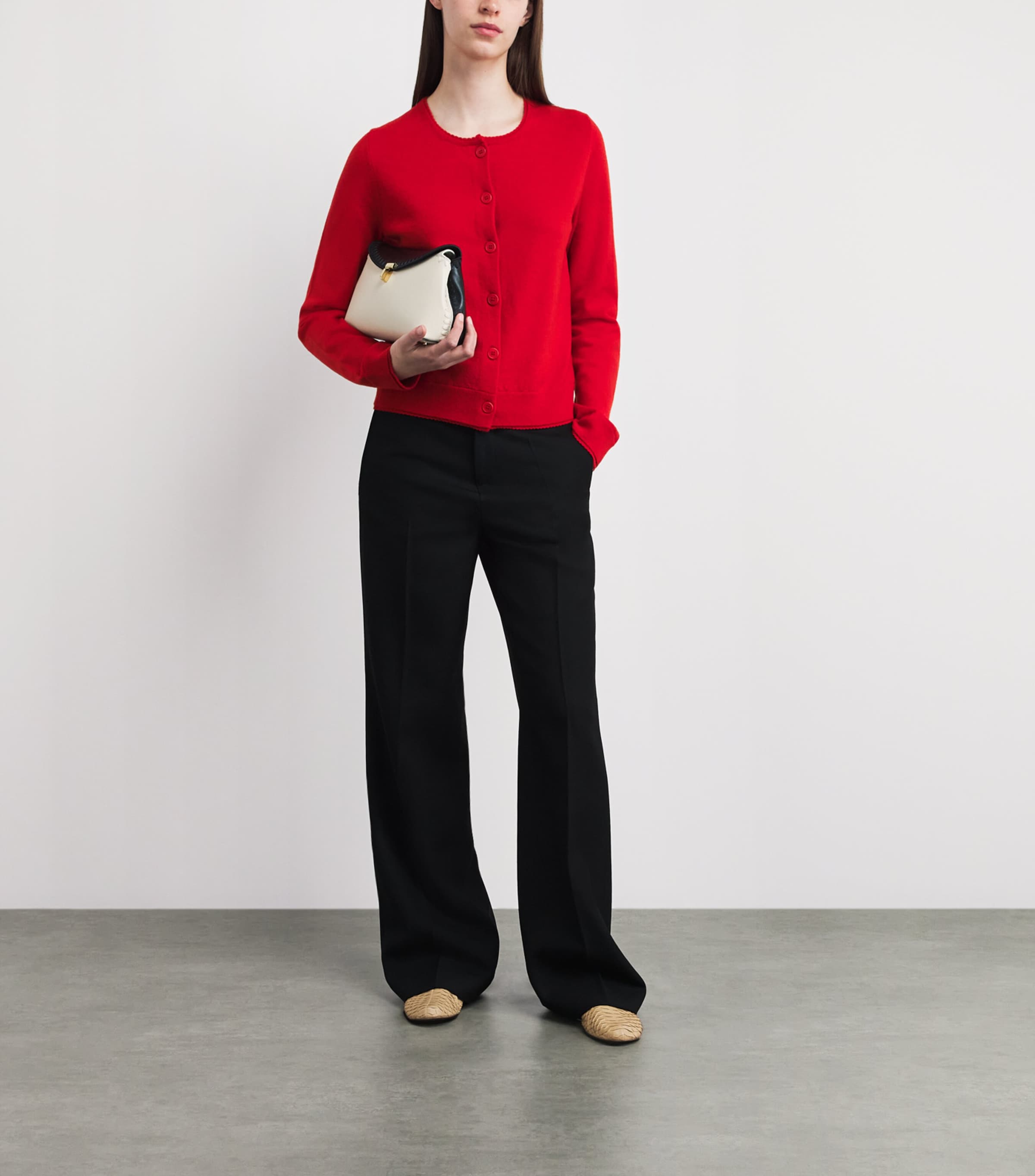 Vince Womens Wool-Cashmere-Blend Cardigan Poppy Image 2