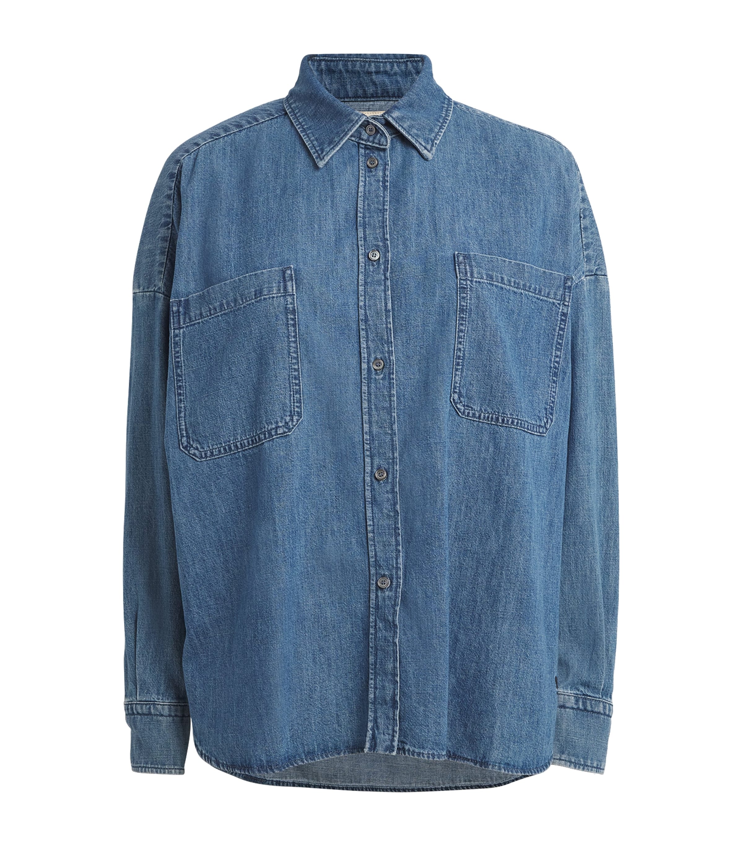 Weekend Max Mara Denim Garment-dyed Shirt In Blue