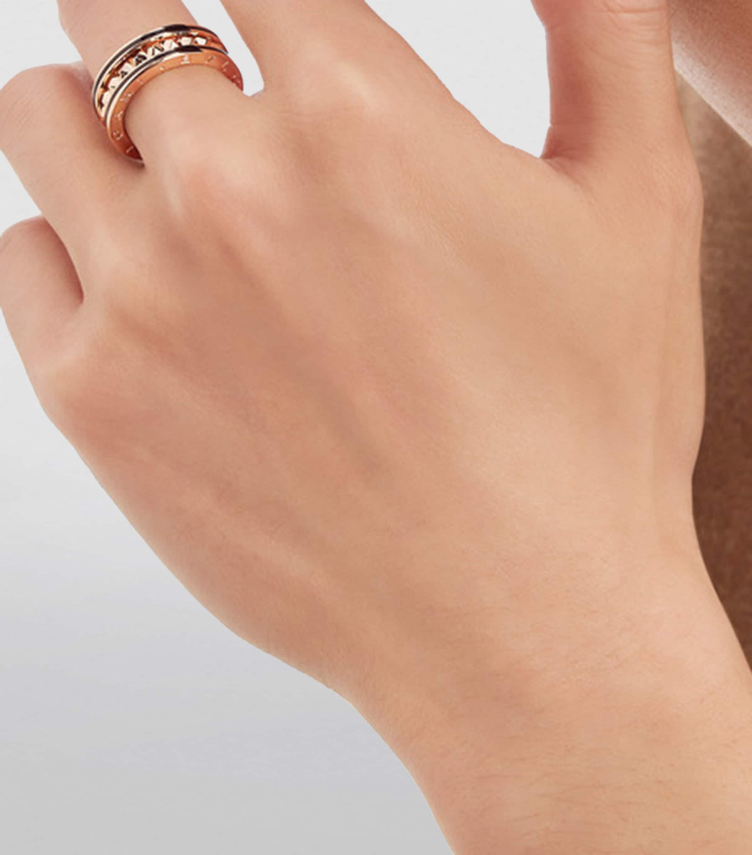 Bvlgari Rose Gold and Black Ceramic B.zero1 Rock One-Band Ring Pink Gold Image 7
