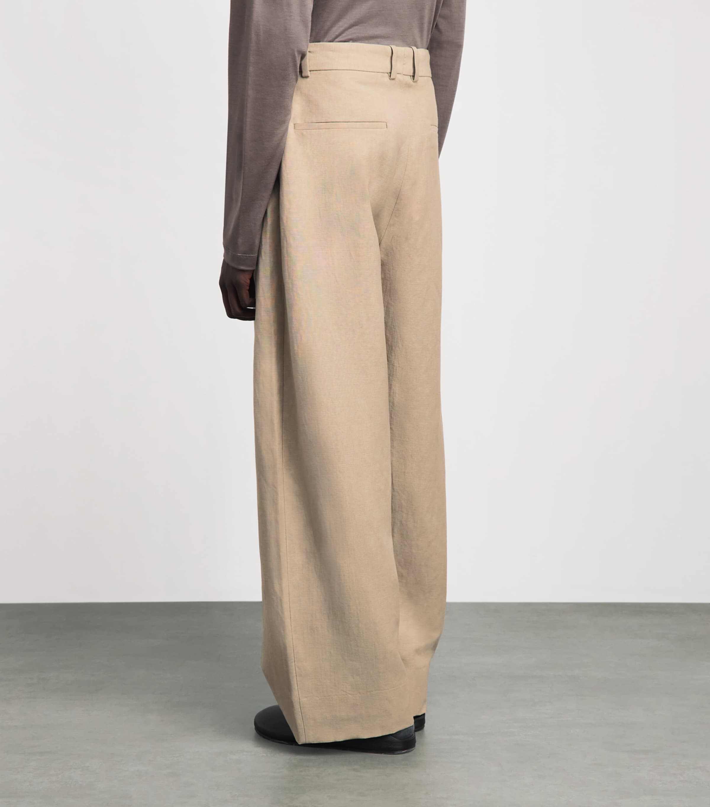 Studio Nicholson Mens Double Pleated Volume Trousers Sand Image 5