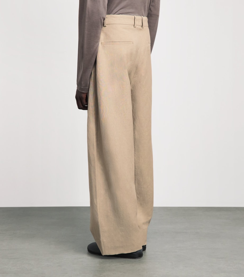 Studio Nicholson Mens Double Pleated Volume Trousers Sand Image 5
