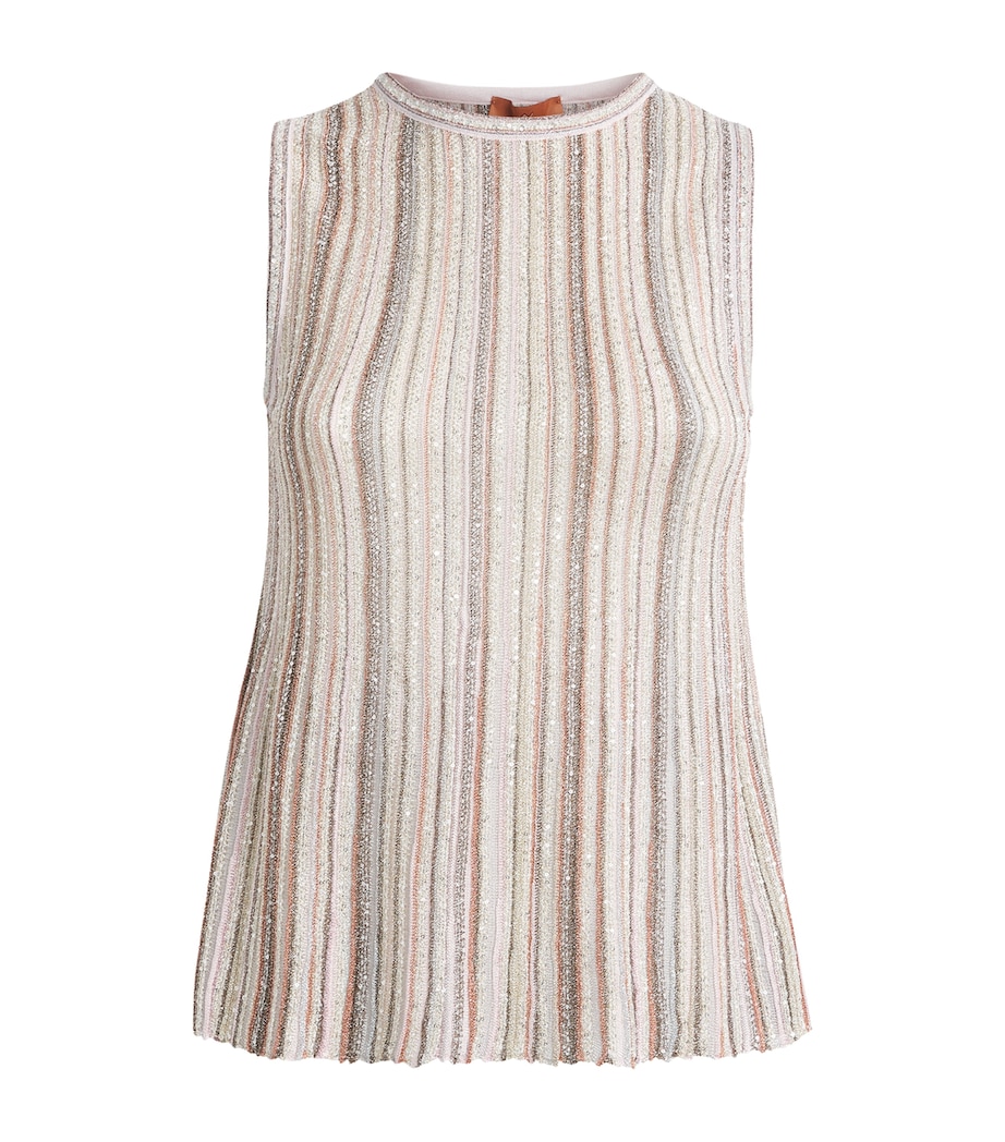 Missoni Womens Sequin Stripe Tank Top Pink Tones Image 1