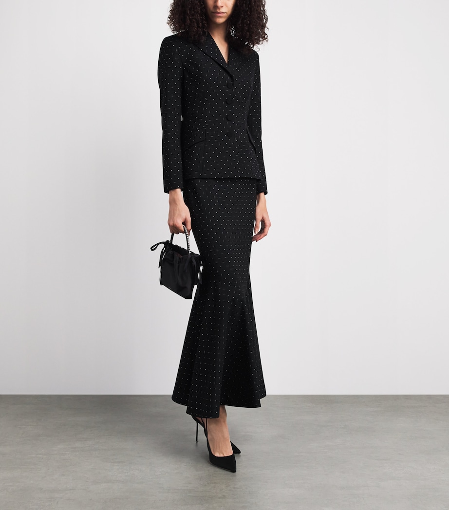 Huishan Zhang Womens Wool-Blend Polka Dot Gill Jacket Black Polka Dot Image 2