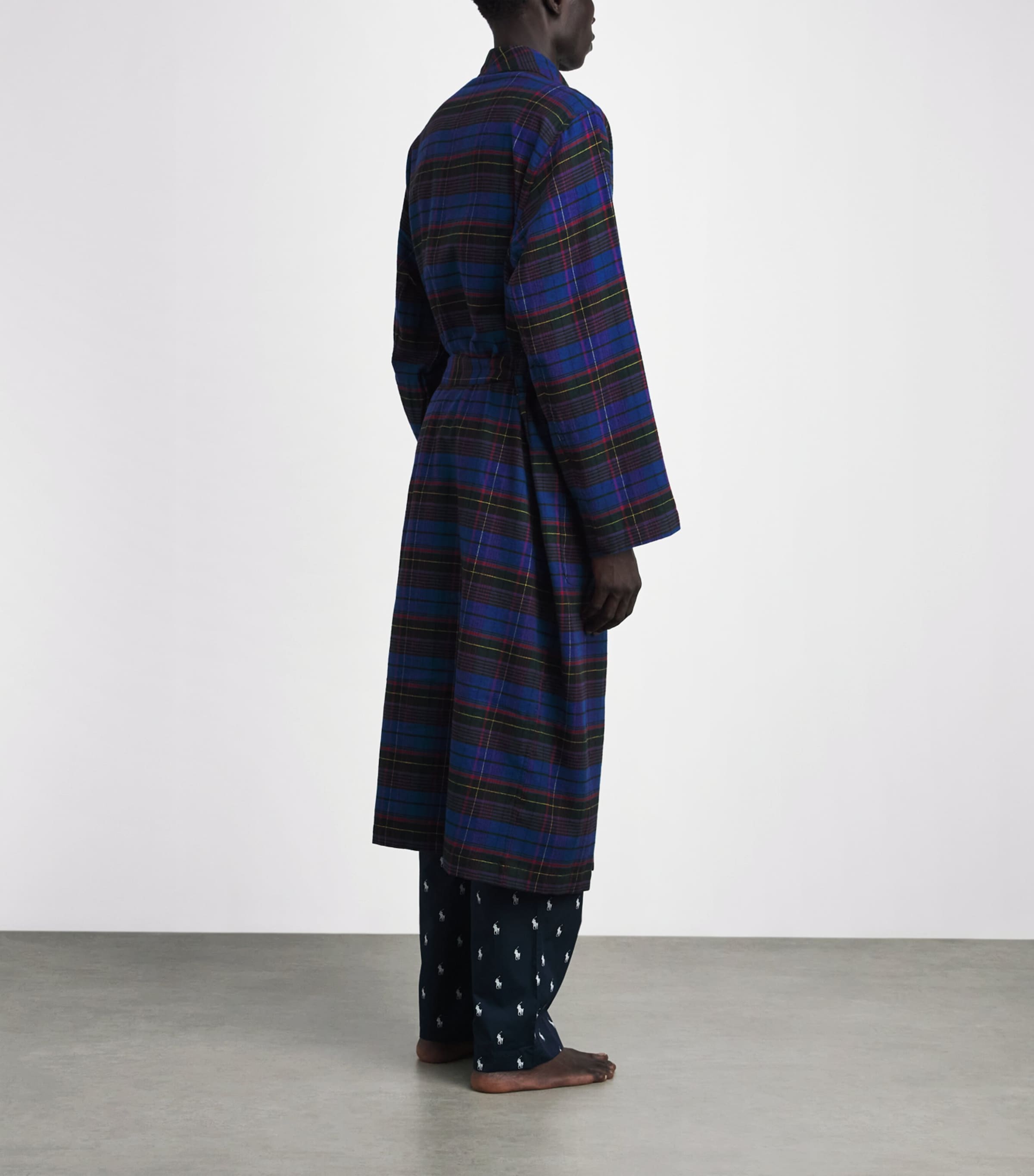 Polo Ralph Lauren Mens Cotton Tartan Polo Bear Robe Grn Jwel Blu Mlt Pld Image 4