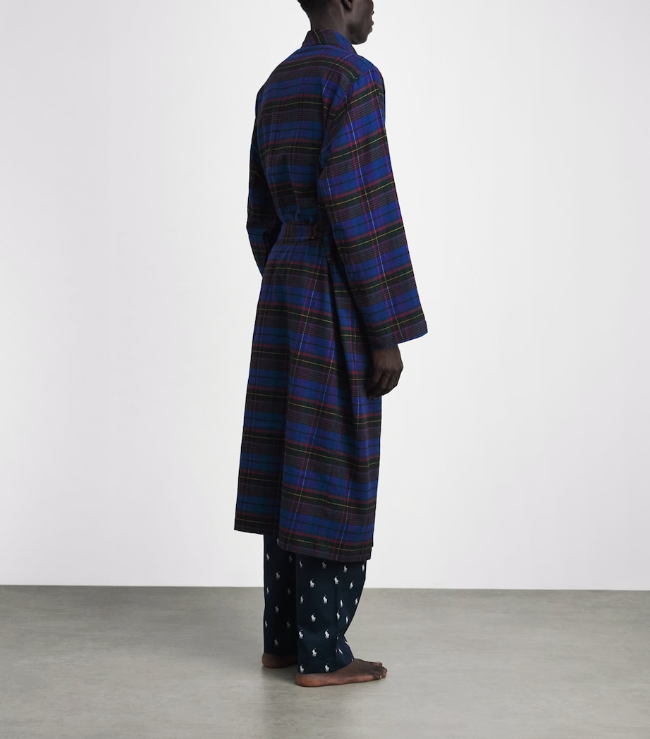Polo Ralph Lauren Mens Cotton Tartan Polo Bear Robe Grn Jwel Blu Mlt Pld Image 4
