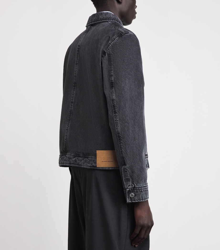 AMI Paris Mens Ami de Coeur Denim Jacket Noir Used Image 5