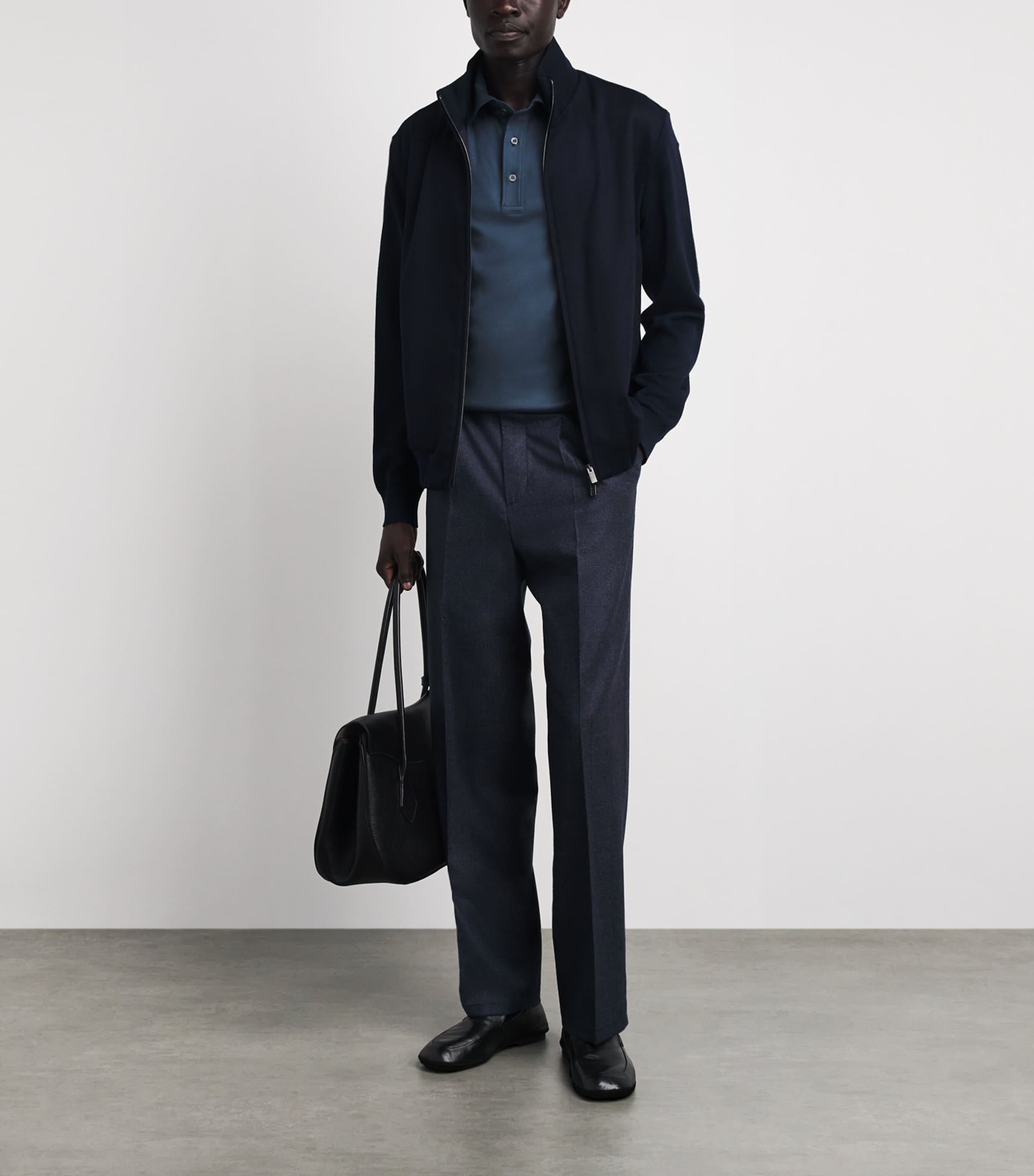 Canali Mens Cotton Polo Shirt Navy Image 2