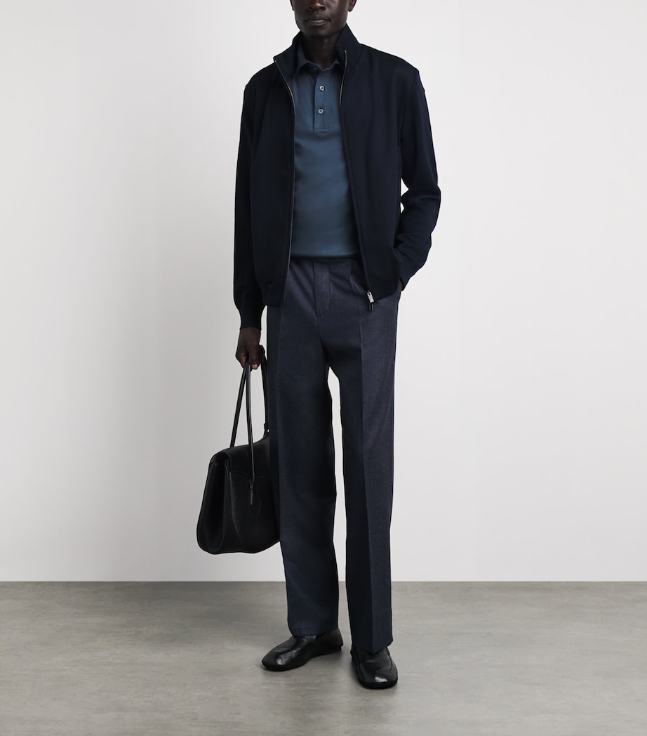 Canali Mens Cotton Polo Shirt Navy Image 2