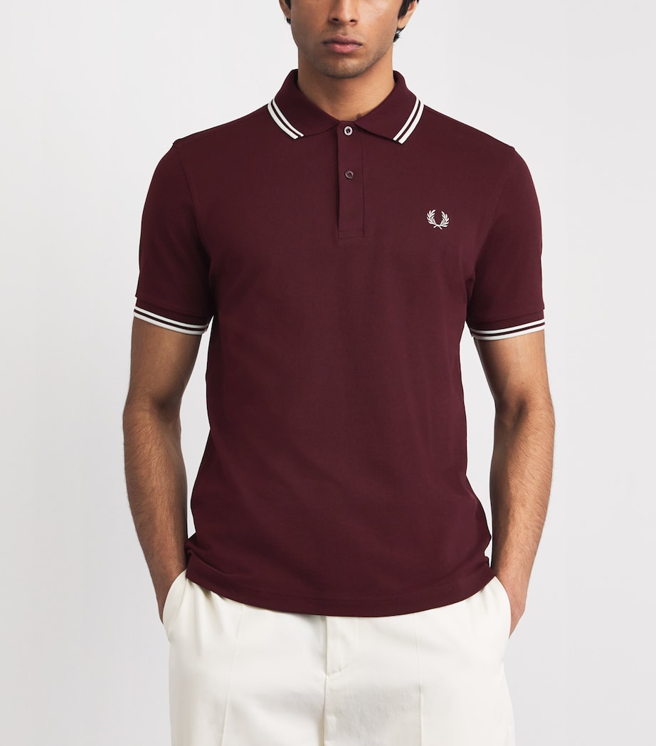 Fred Perry Mens Twin Tipped Polo Shirt Oxblood / Ecru Image 4