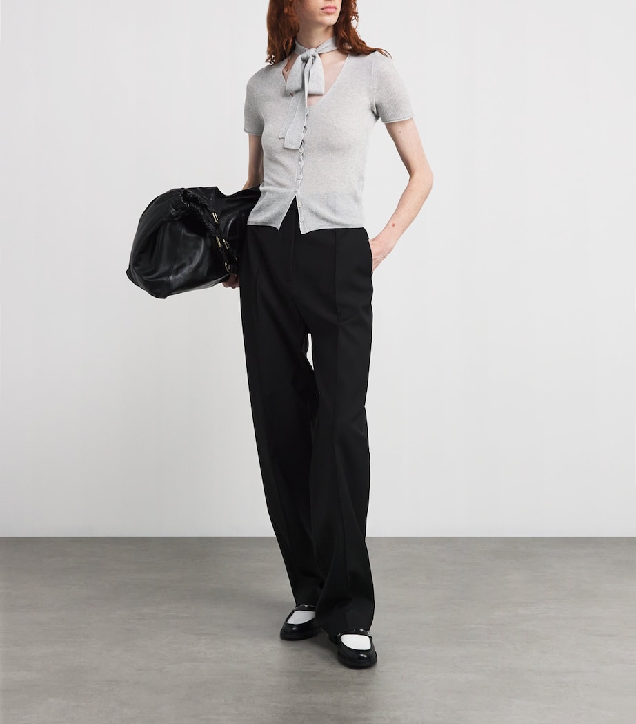 Short-Sleeve Scarf Cardigan GREY Image 2