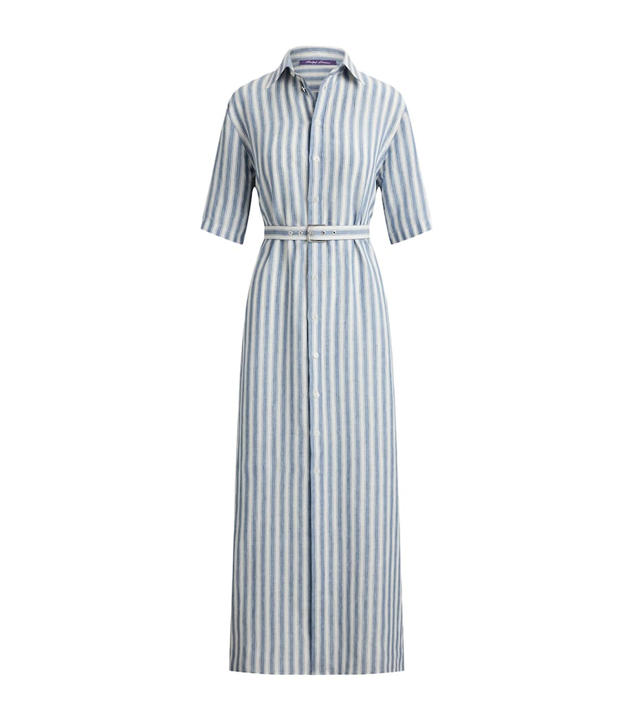 Ralph Lauren Collection Womens Linen Carol Shirt Dress Chambray Blue/cream Image 1