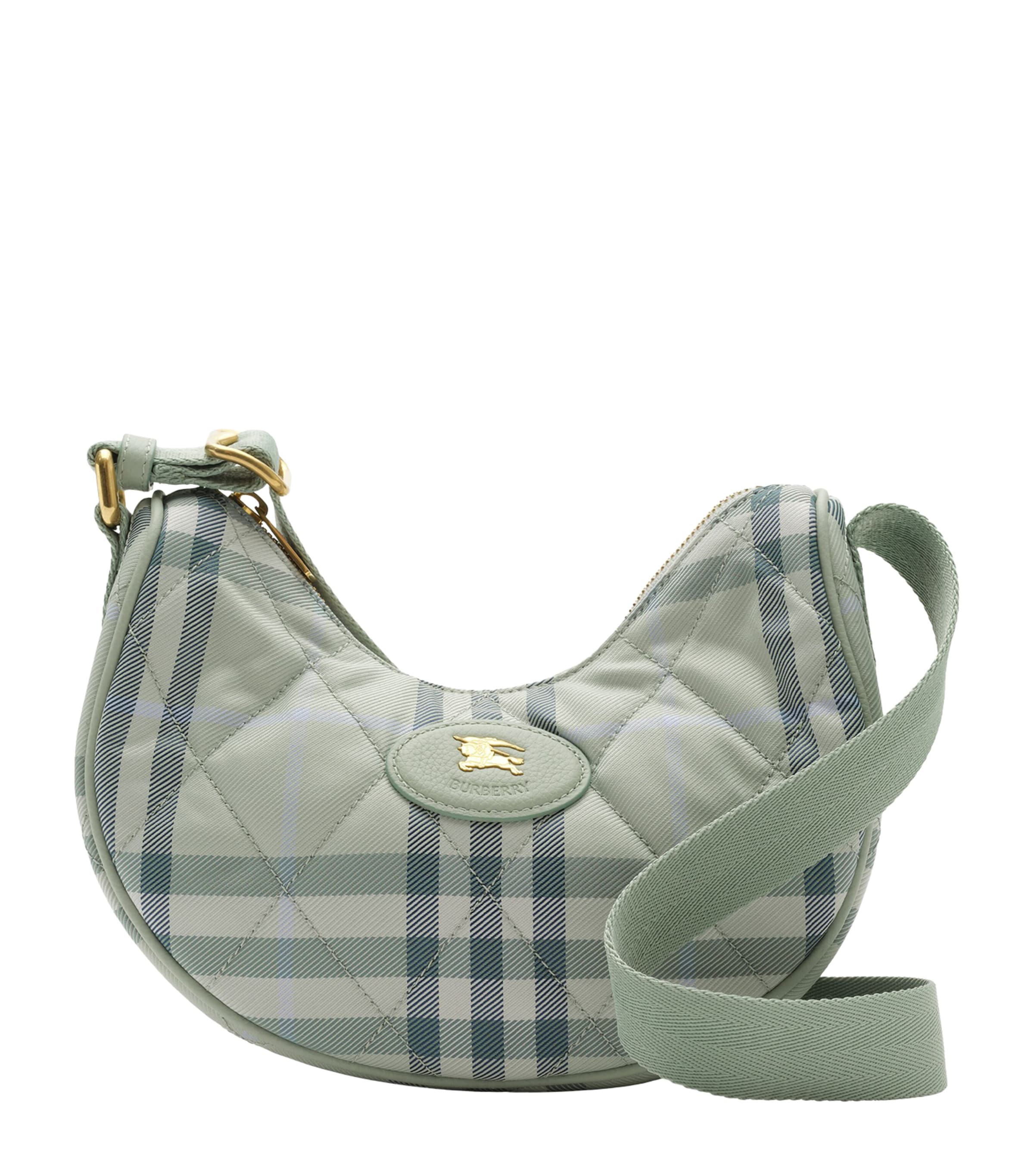 Burberry Check Horseshoe Cross-body Bag In Green