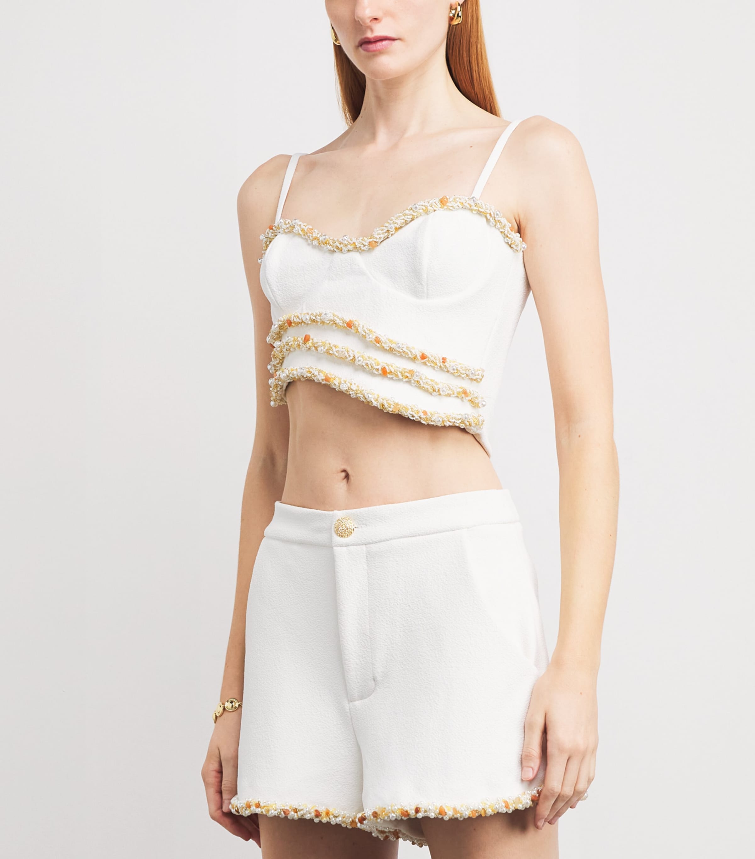 Embroidered Jade Crop Top OFF WHITE Image 3