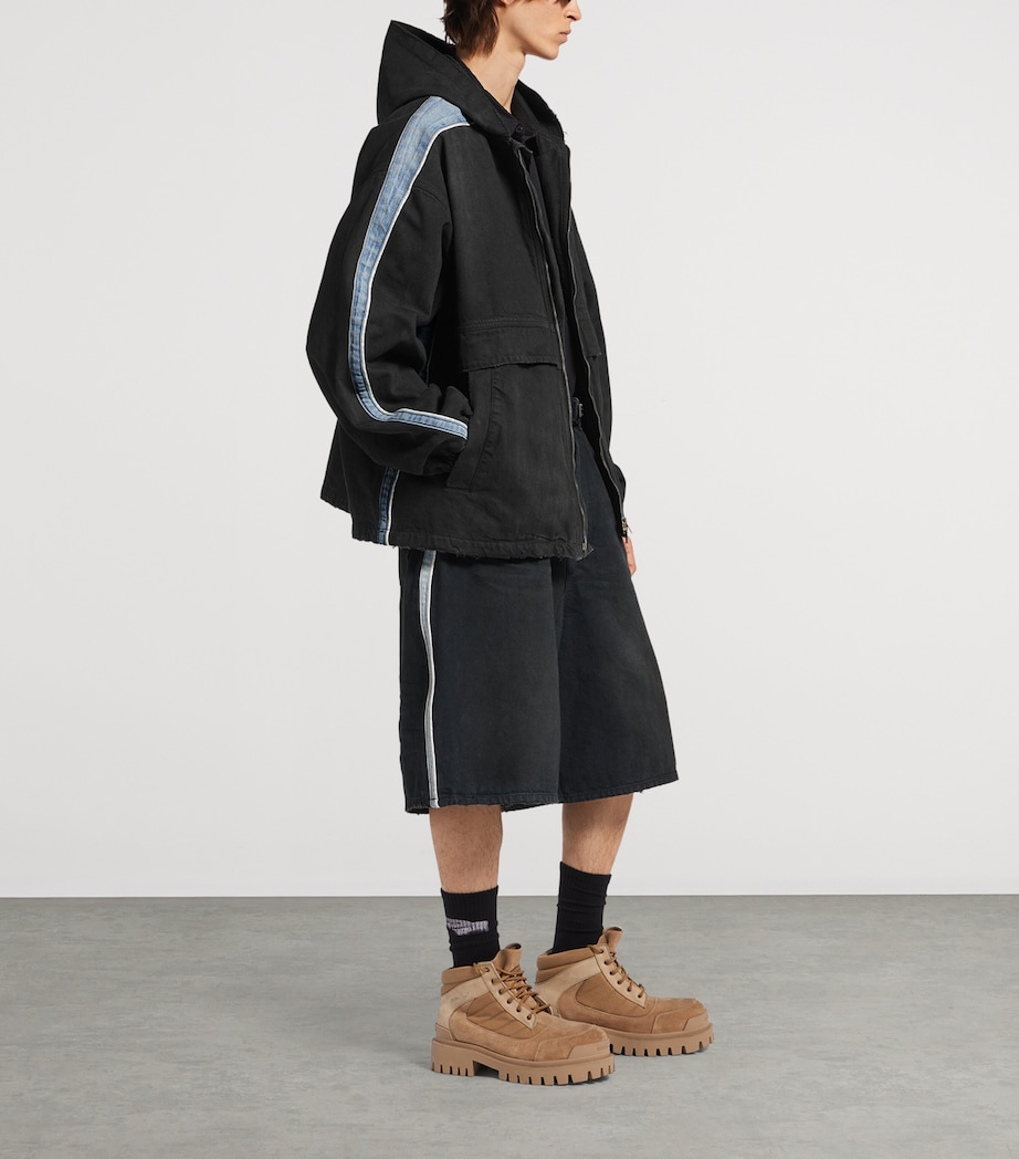 Balenciaga Mens Oversized Contrast-Detail Denim Jacket Image 4