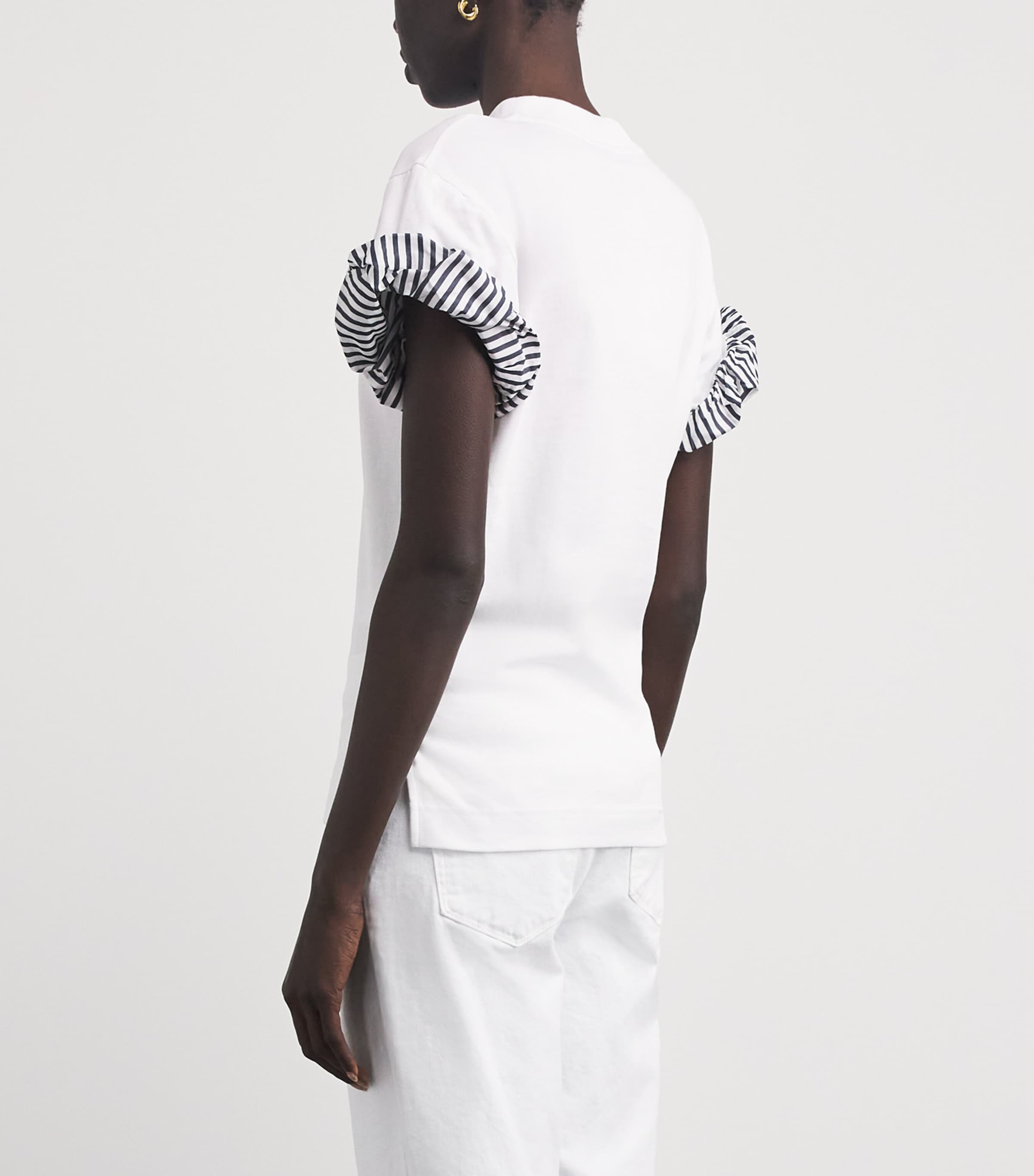 Patou Womens Cotton Rolled-Sleeve T-Shirt White Image 5