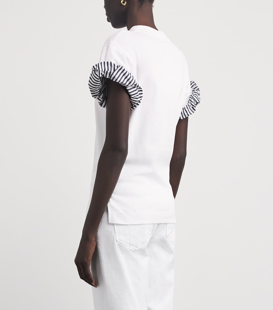 Patou Womens Cotton Rolled-Sleeve T-Shirt White Image 5
