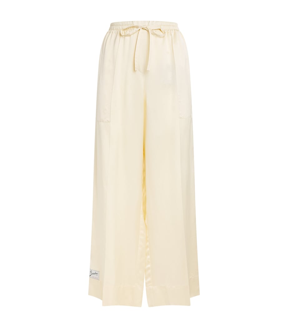 Sandro Paris Womens Satin Wide-Leg Trousers Light Yellow Image 1