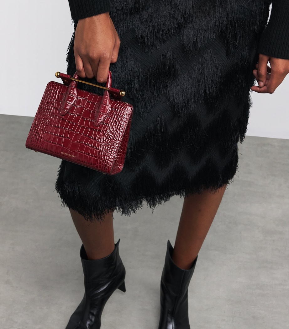 Croc-Embossed Leather Nano Tote Bag OXBLOOD Image 2