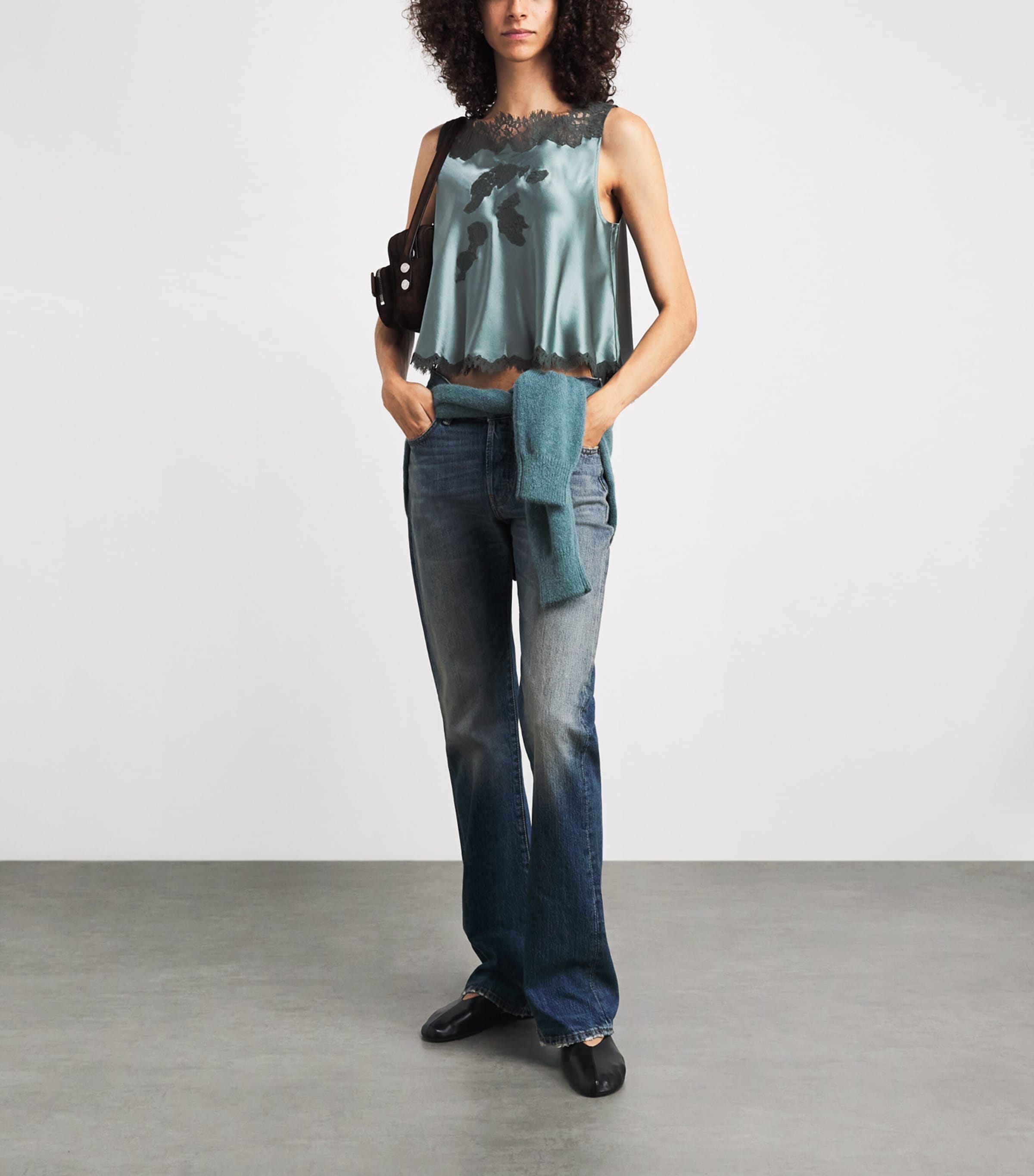 DÔEN Womens Silk Valerina Top Dulac Green Image 2
