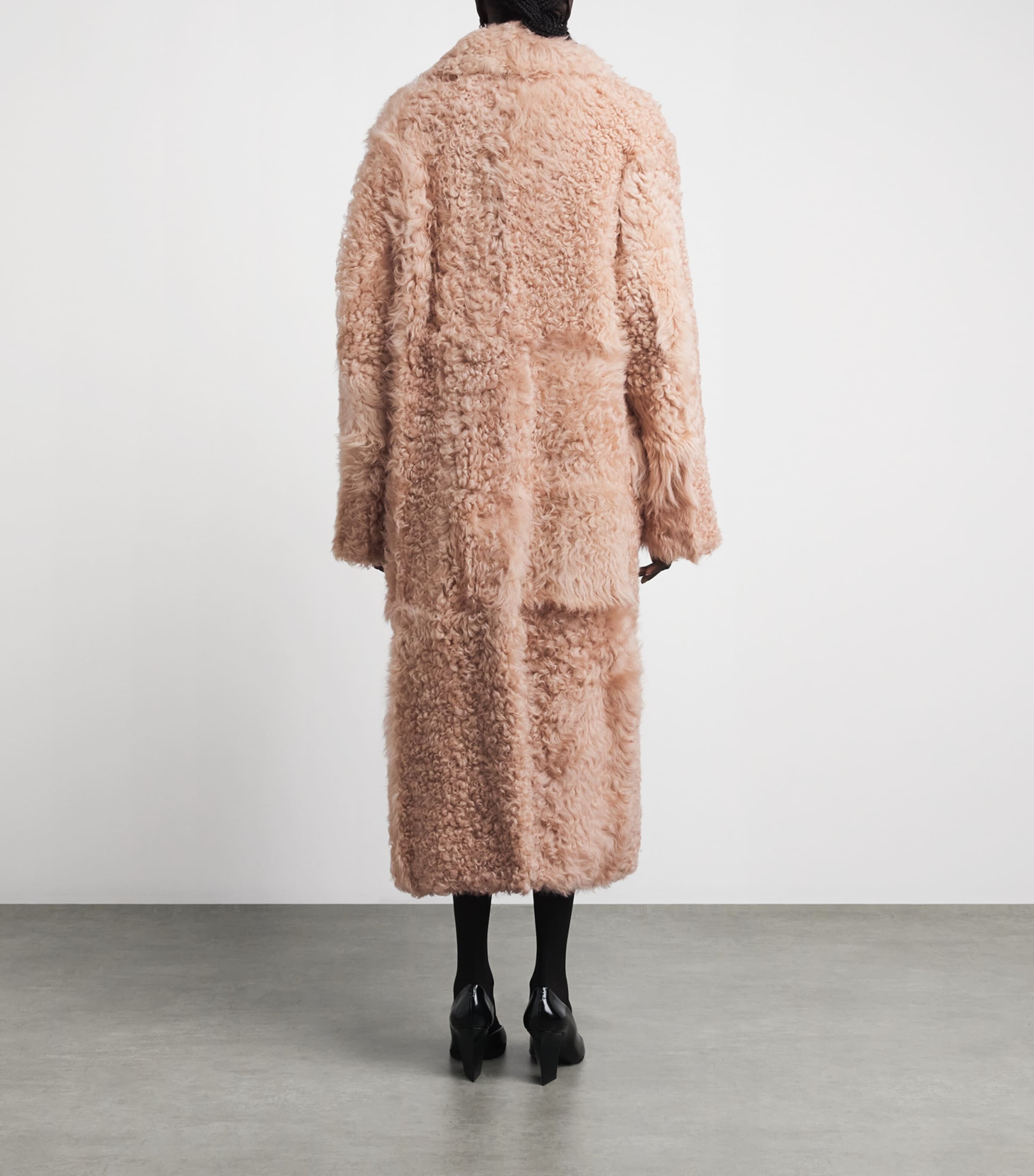 Victoria Beckham Womens Shearling Overcoat Barley Pink Image 4