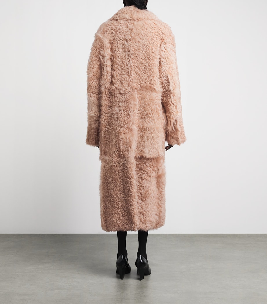 Victoria Beckham Womens Shearling Overcoat Barley Pink Image 4
