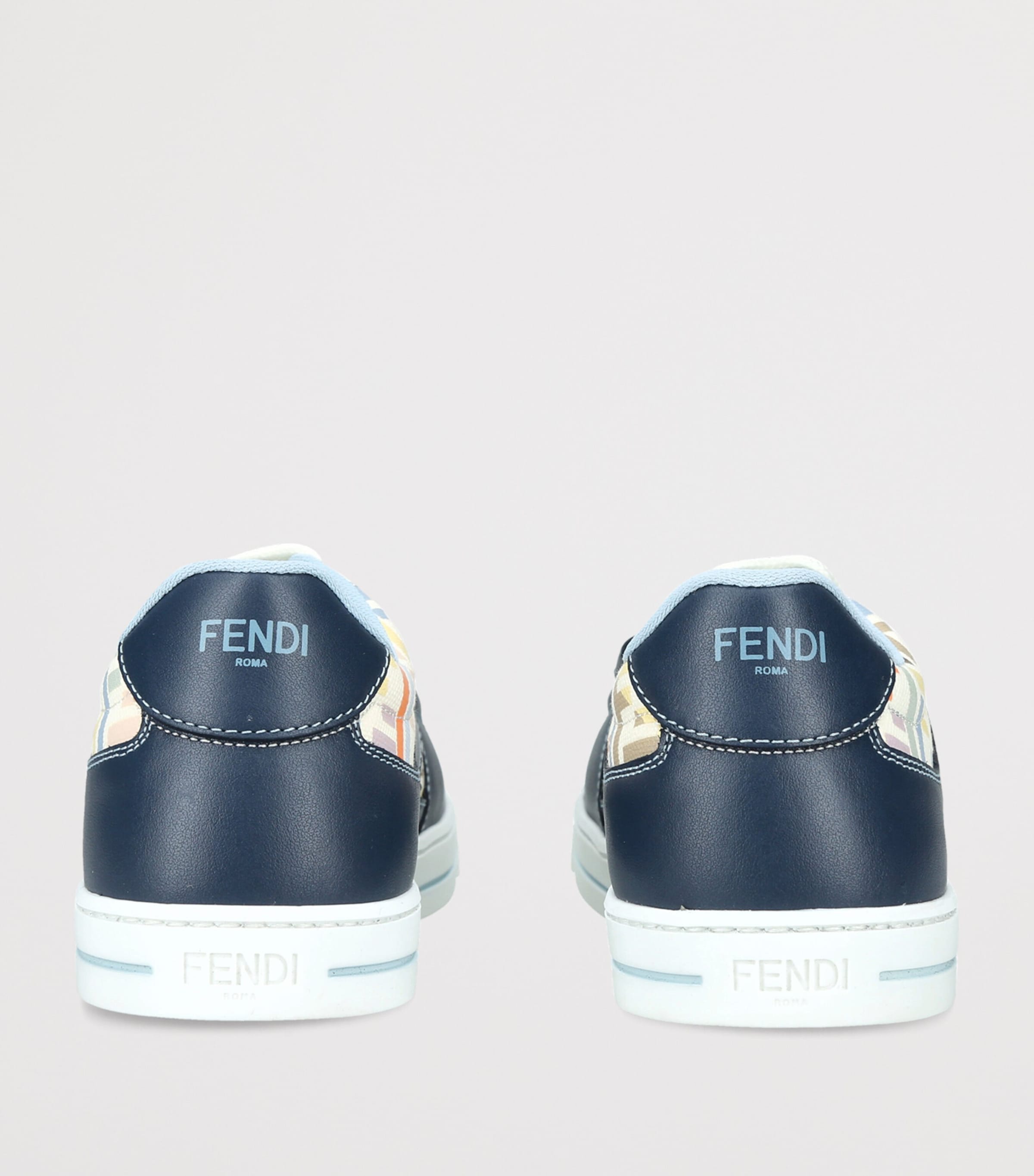 Fendi Kids Leather Logo Sneakers Blue Other Image 2