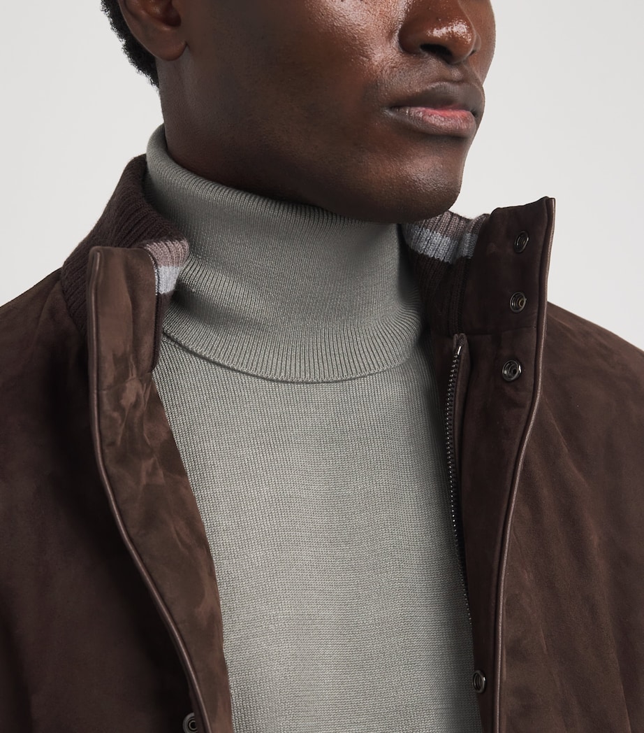 Virgin Wool-Silk Roll-Neck Sweater 445GREY-GREEN Image 6