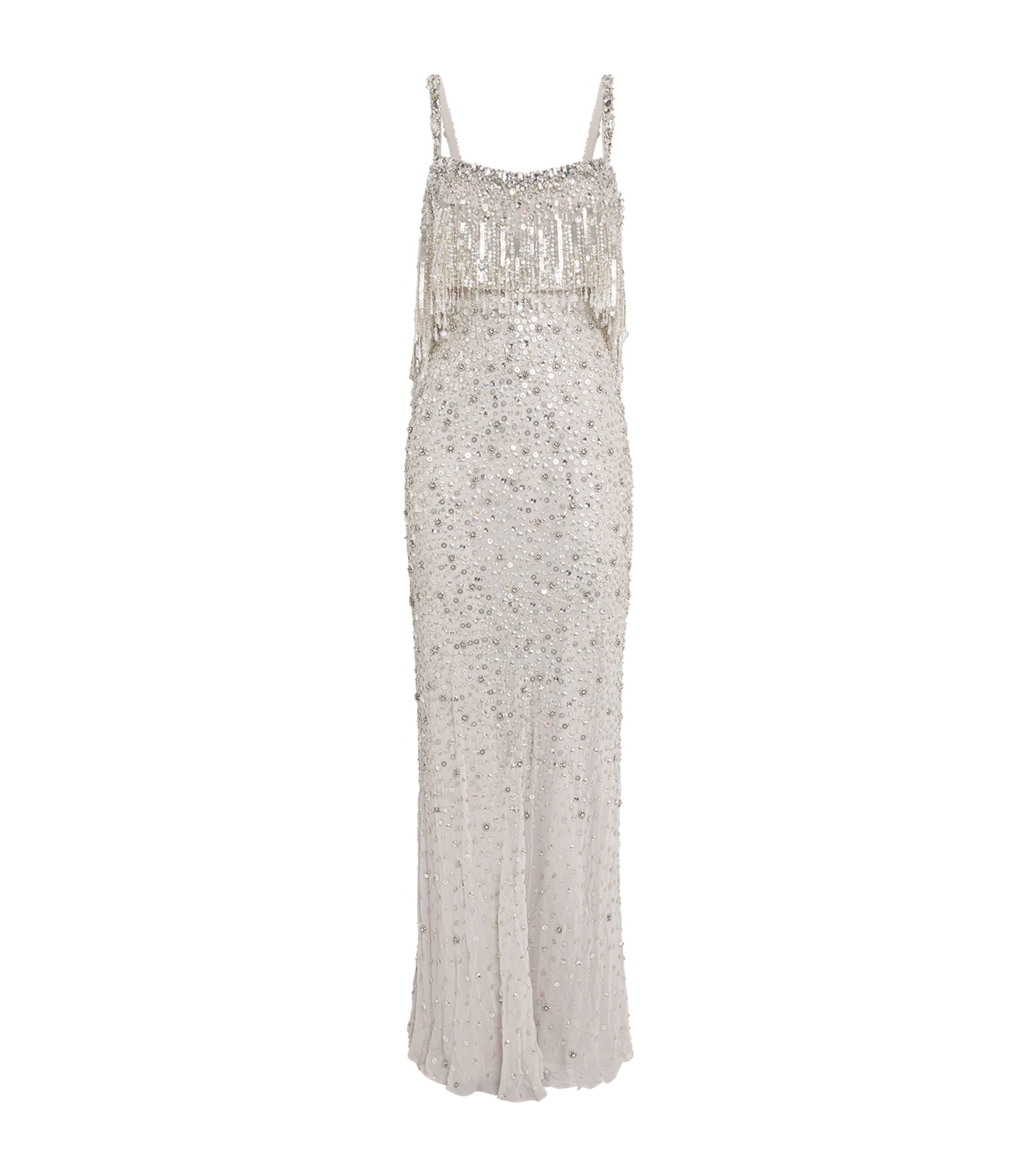 Jenny Packham Womens Embellished Iris Gown Snow Image 1