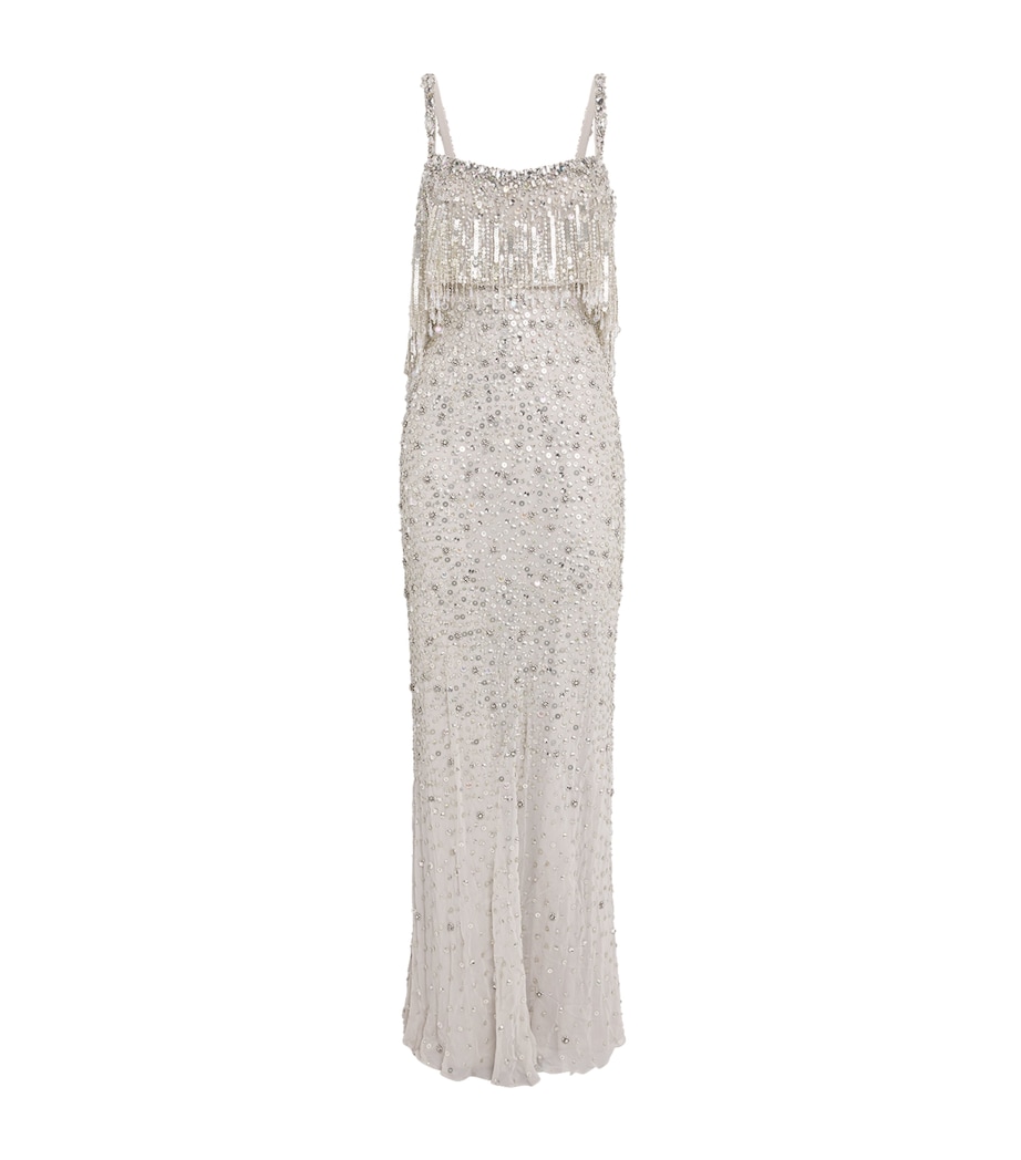 Jenny Packham Womens Embellished Iris Gown Snow Image 1