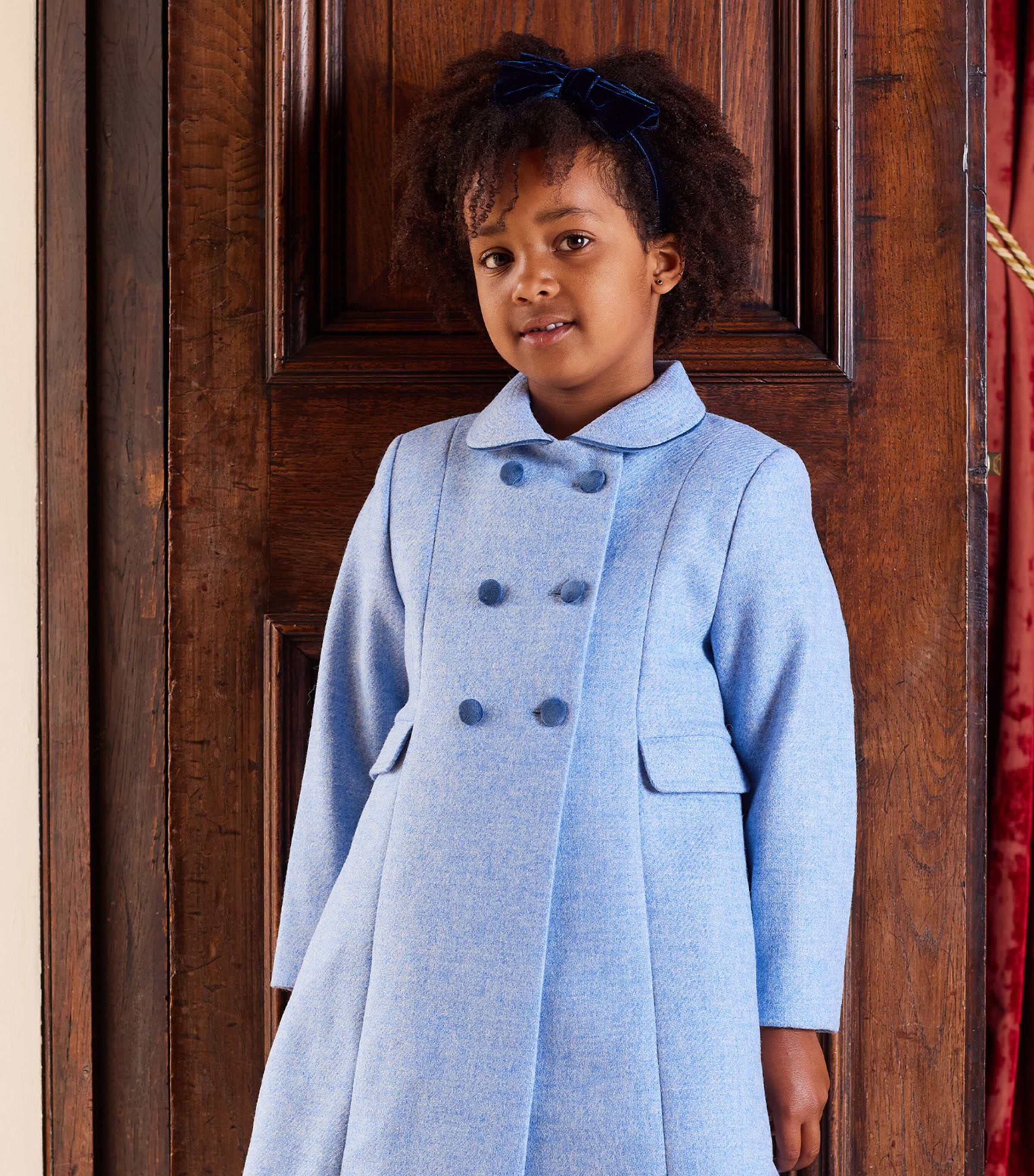 Wool Double-Breasted Coat (6-11 Years) PALE BLUE Image 2