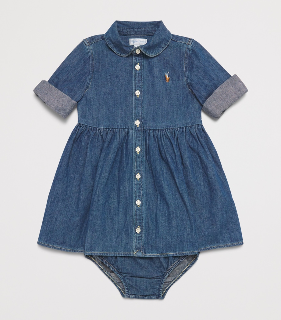 Ralph Lauren Kids Denim Dress and Bloomers Set (3-24 Months) Indigo Image 3