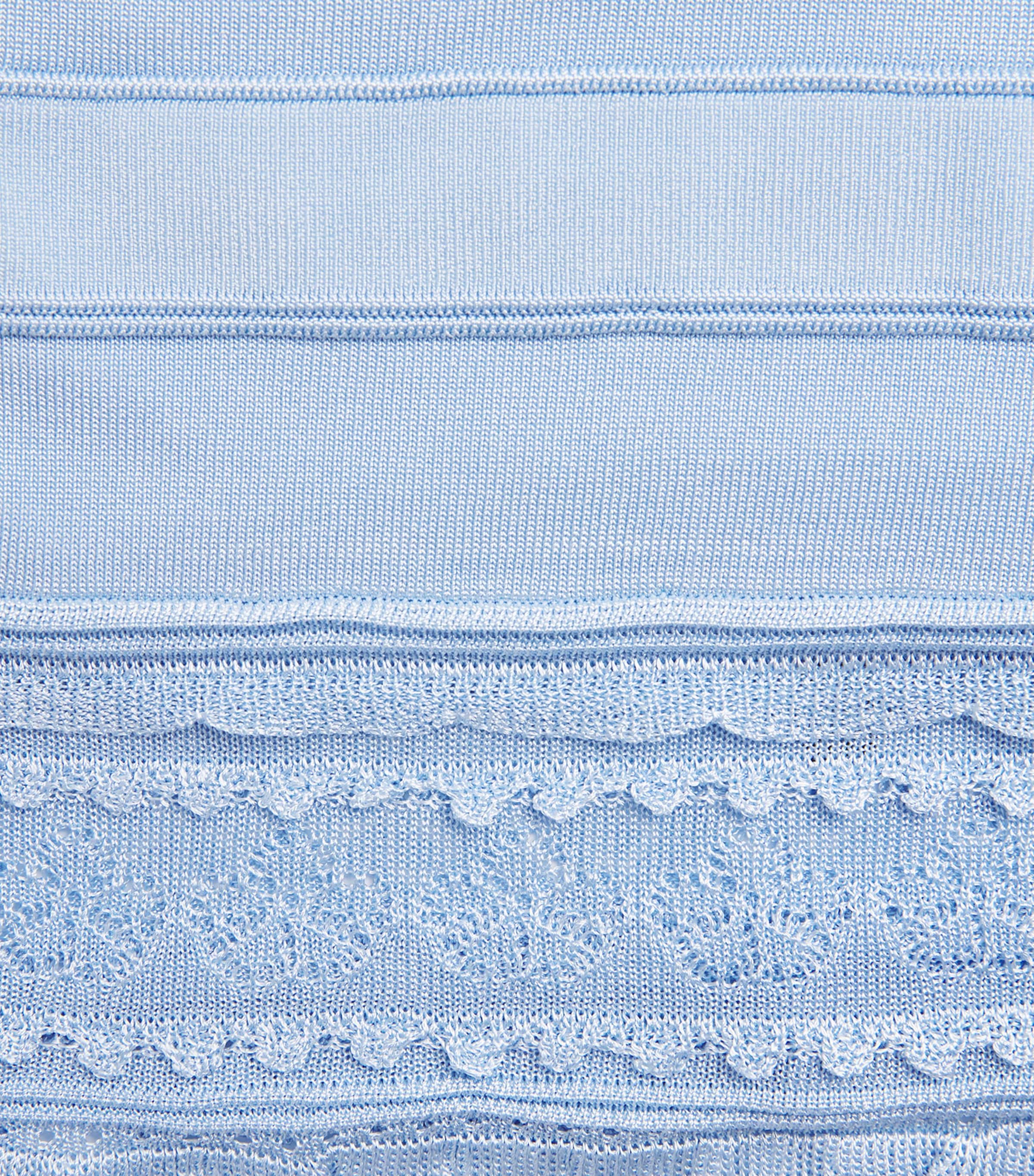 Sandro Paris Womens Pointelle Crop Top Sky Blue Image 6