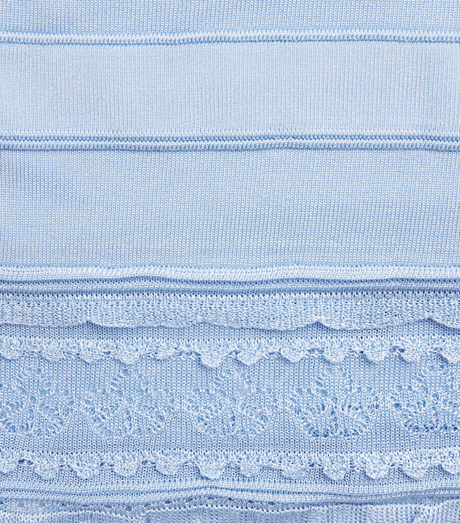 Sandro Paris Womens Pointelle Crop Top Sky Blue Image 6