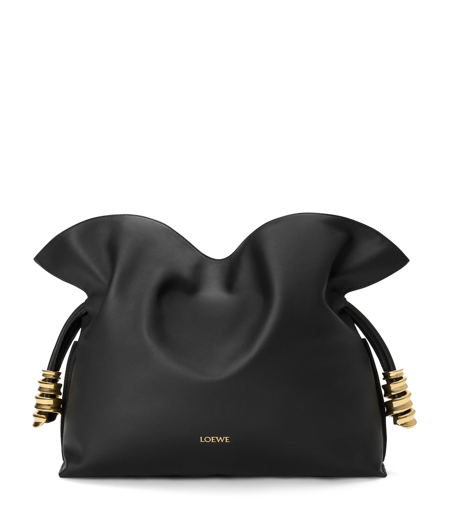 LOEWE Medium Leather Flamenco Clutch Bag Black Image 1