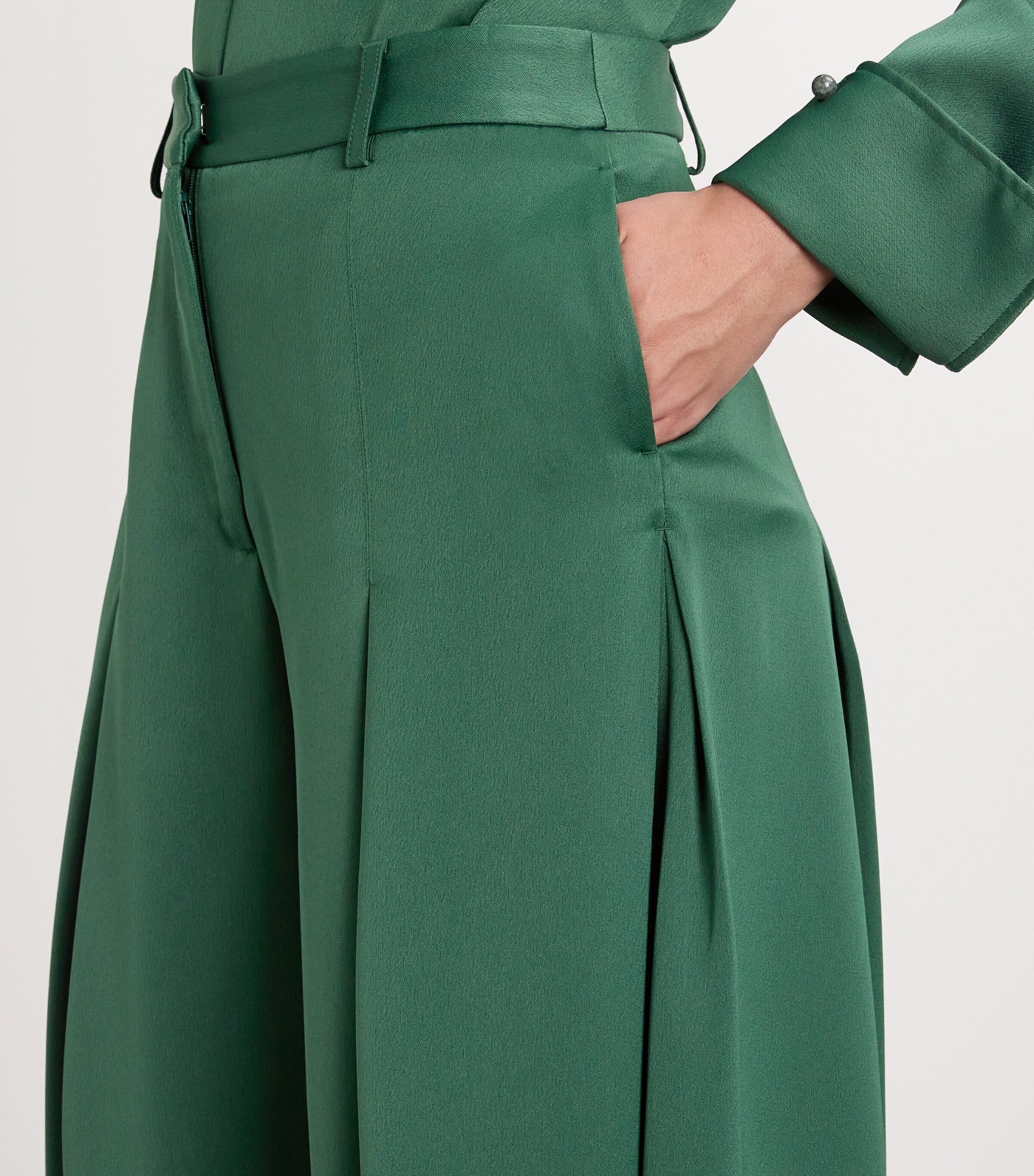 Palmer//Harding Womens Wool-Blend Honesty Opens Trousers Green Satin Image 6