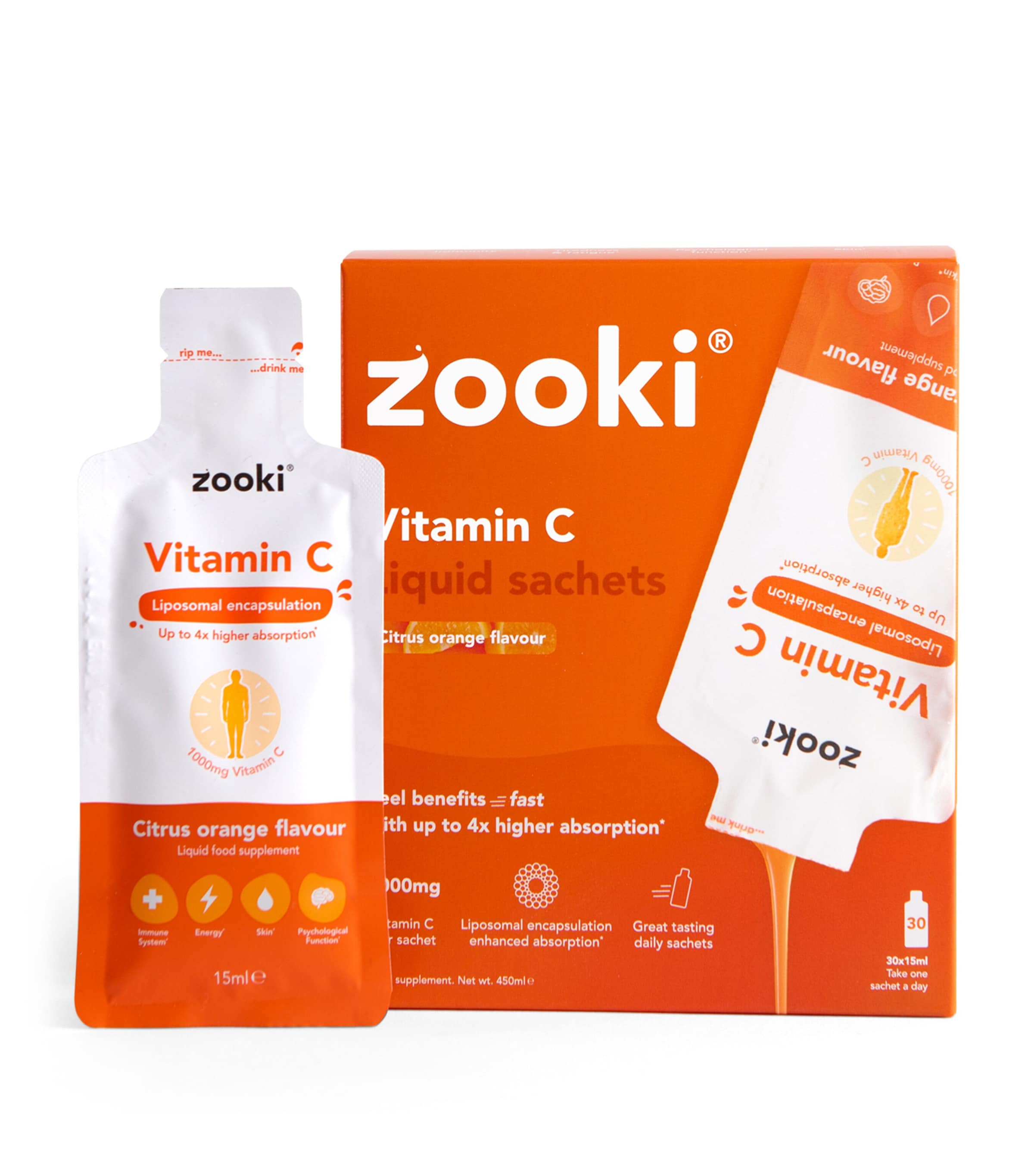 YourZooki Liposomal Vitamin C 1000mg Liquid Sachets (Pack of 30) No Gender Image 2