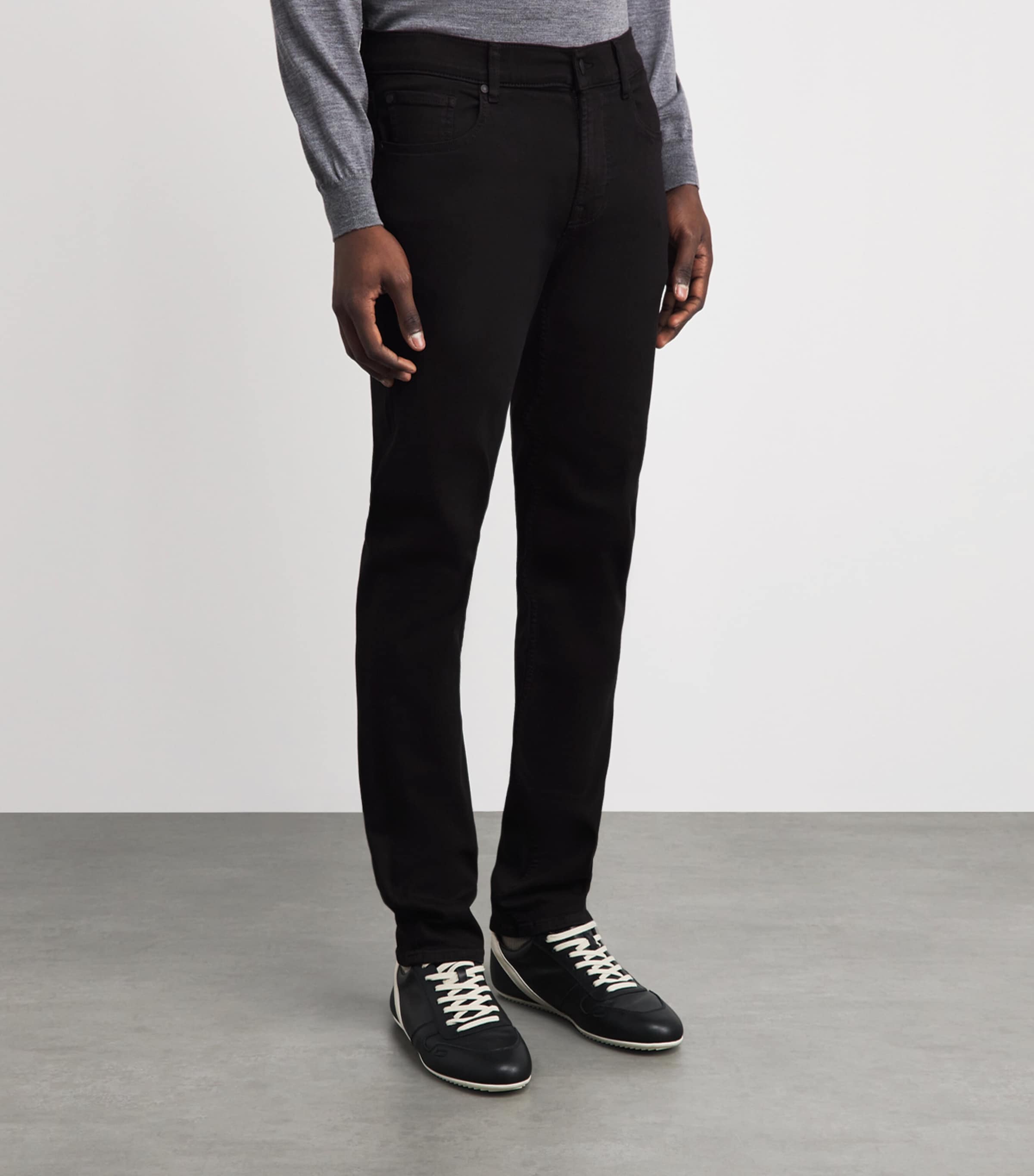 7 For All Mankind Mens Slimmy Luxe Performance Jeans Black Image 4