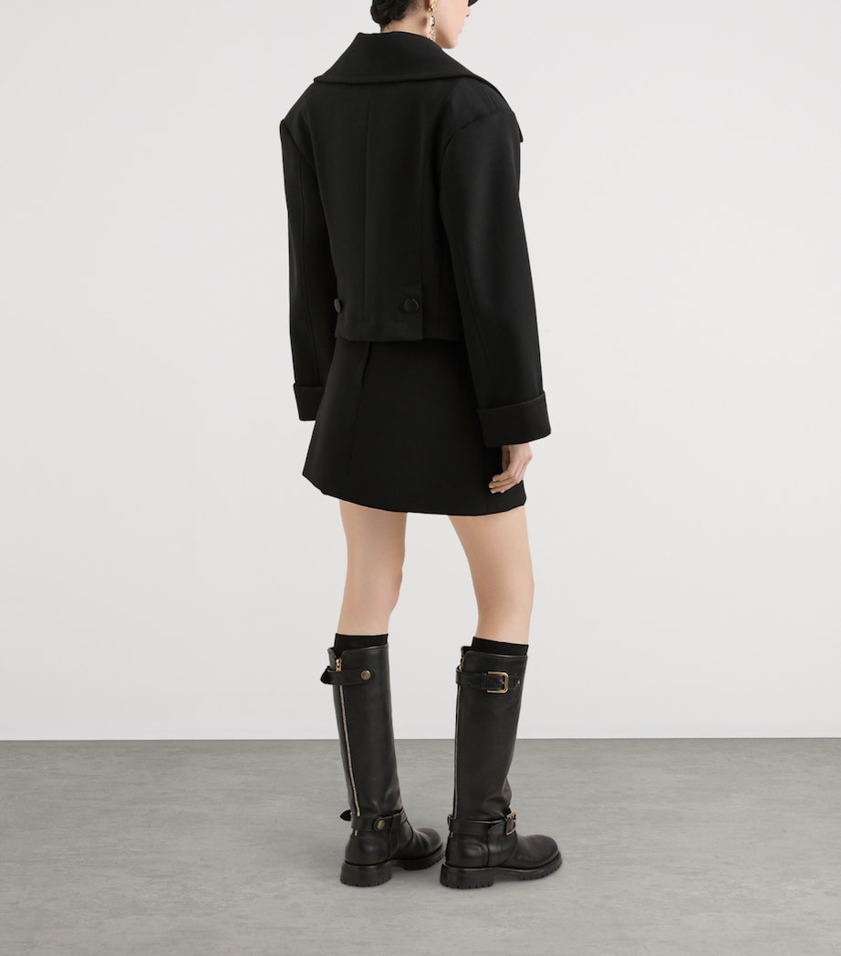 Wool-Blend Basque Skirt N0000-BLACK Image 4